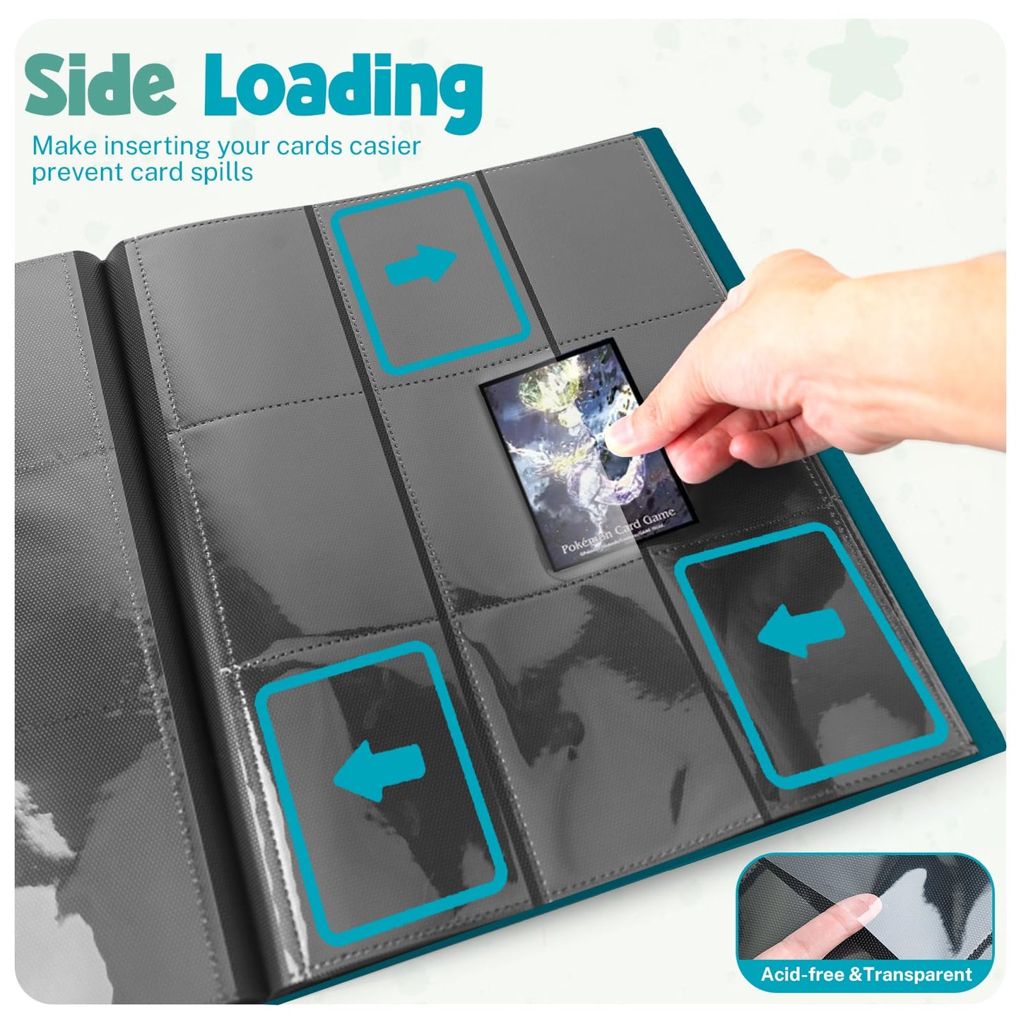 PUPTILY Card Binder 9-Pocket Album – 360 Card Capacity, Malachite Green