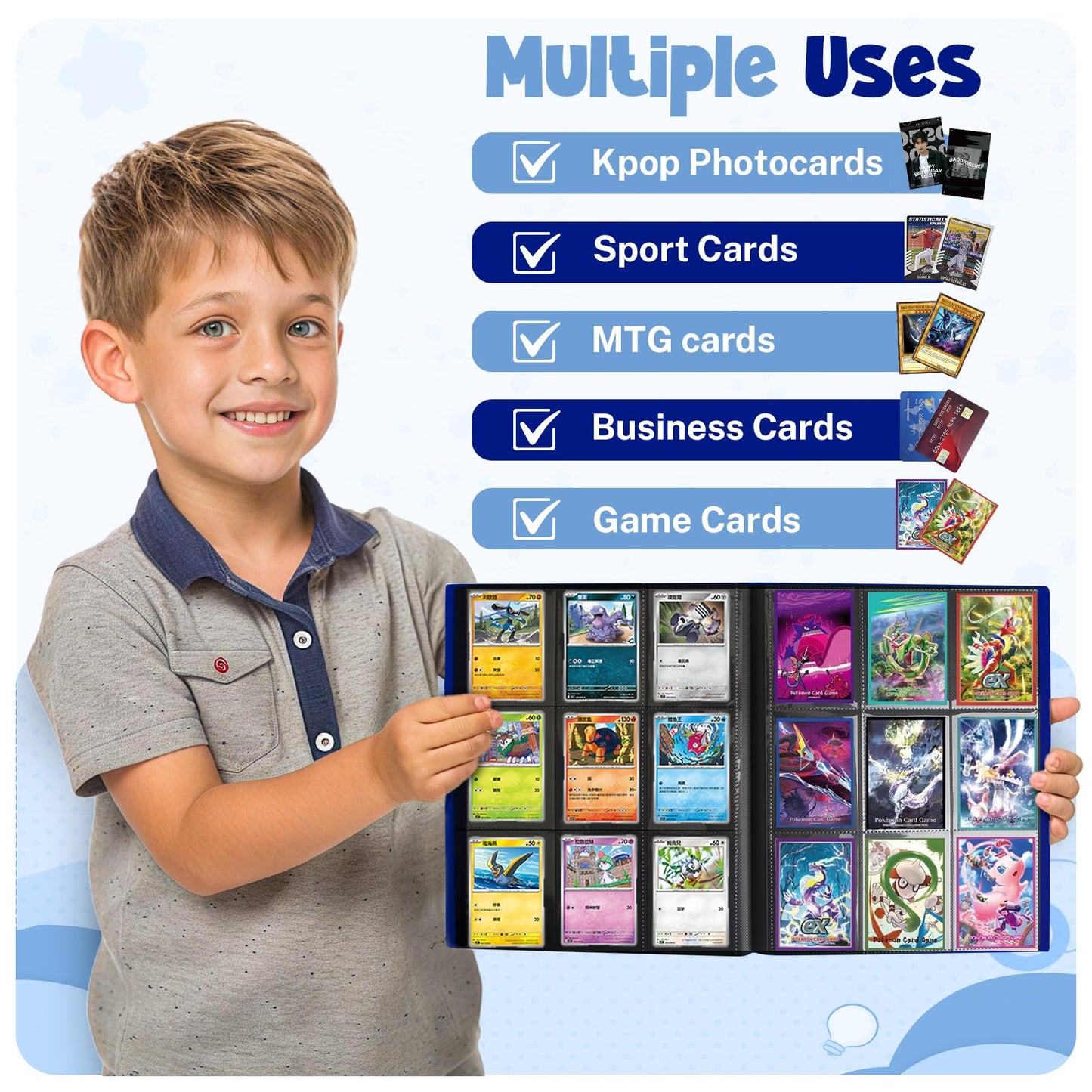 PUPTILY Card Binder – 360-Card Capacity, 9-Pocket Pages, Cobalt