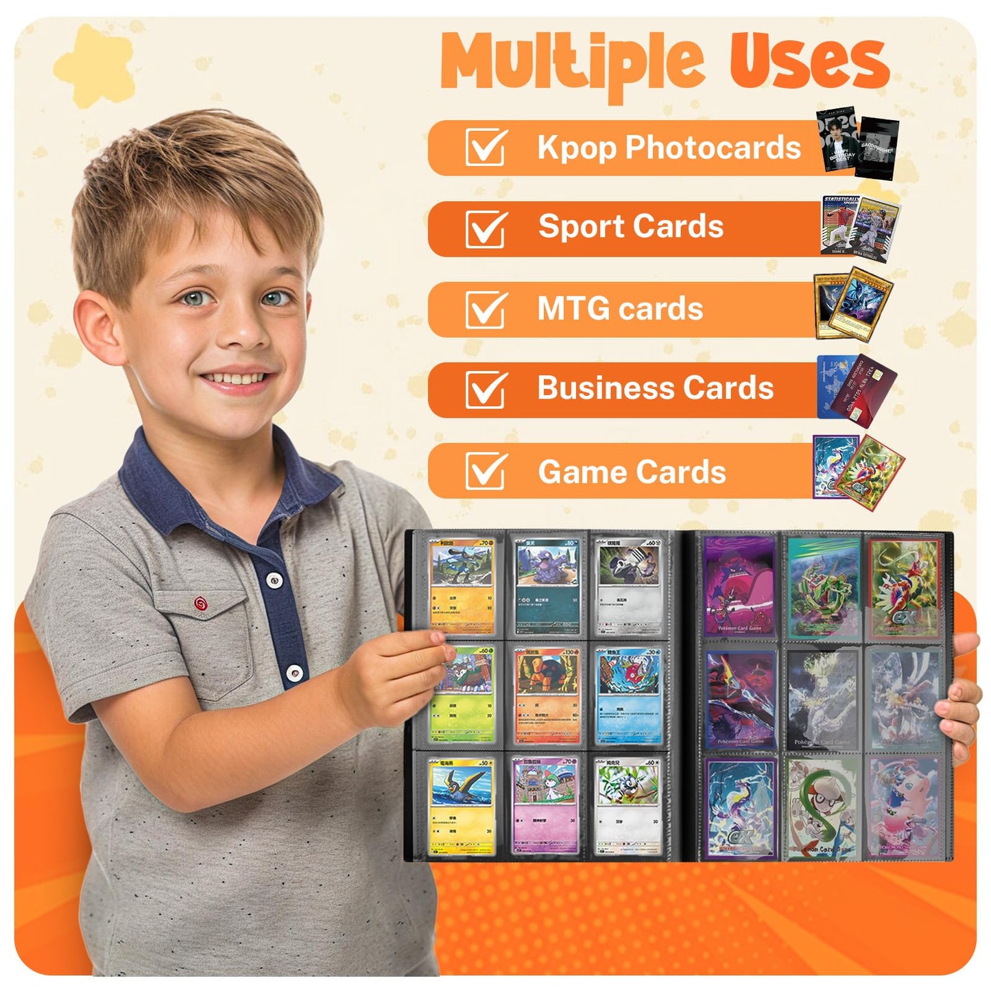 PUPTILY Card Binder — 9-Pocket 360 Card Capacity Trading Card Album (Black)