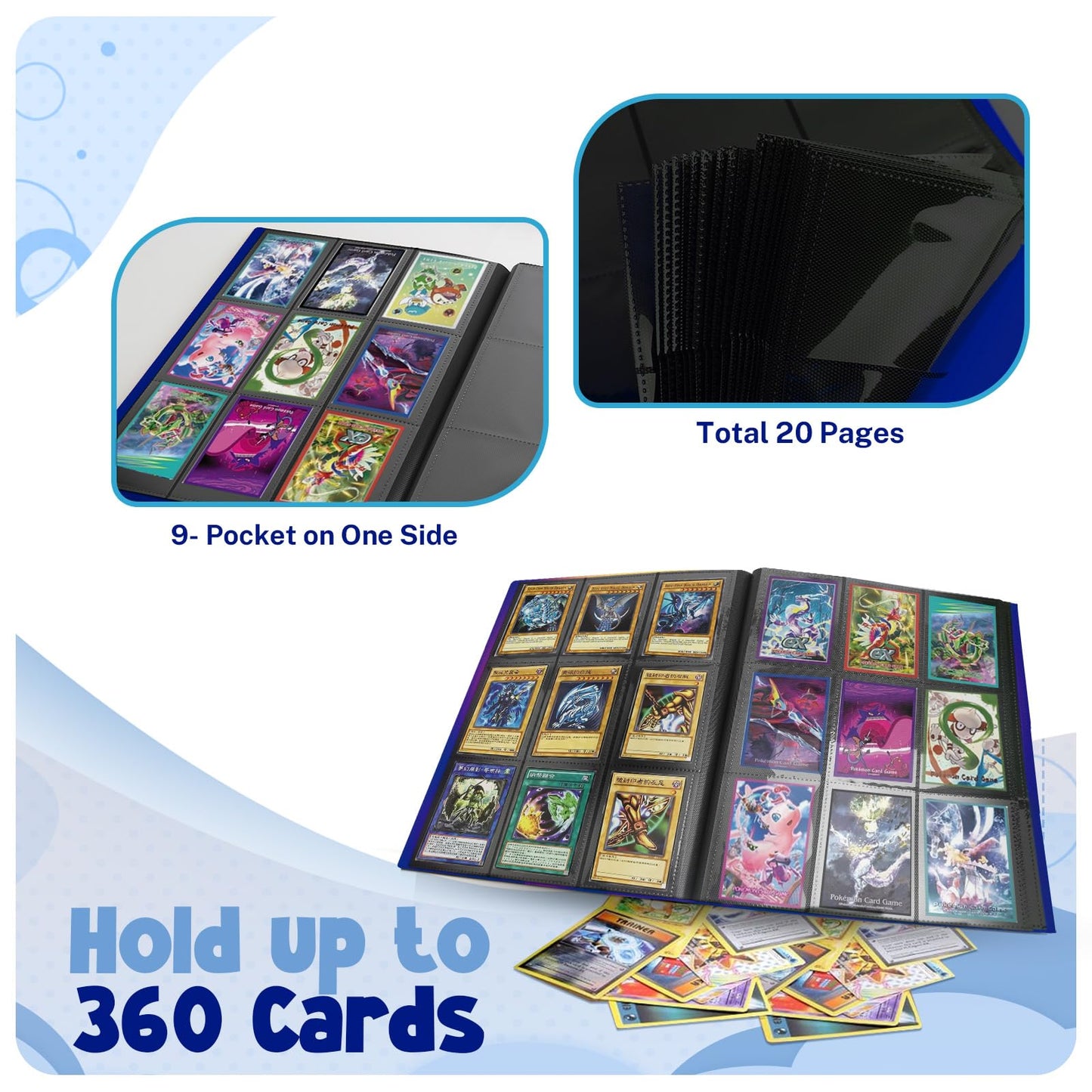 PUPTILY Card Binder – 360-Card Capacity, 9-Pocket Pages, Cobalt