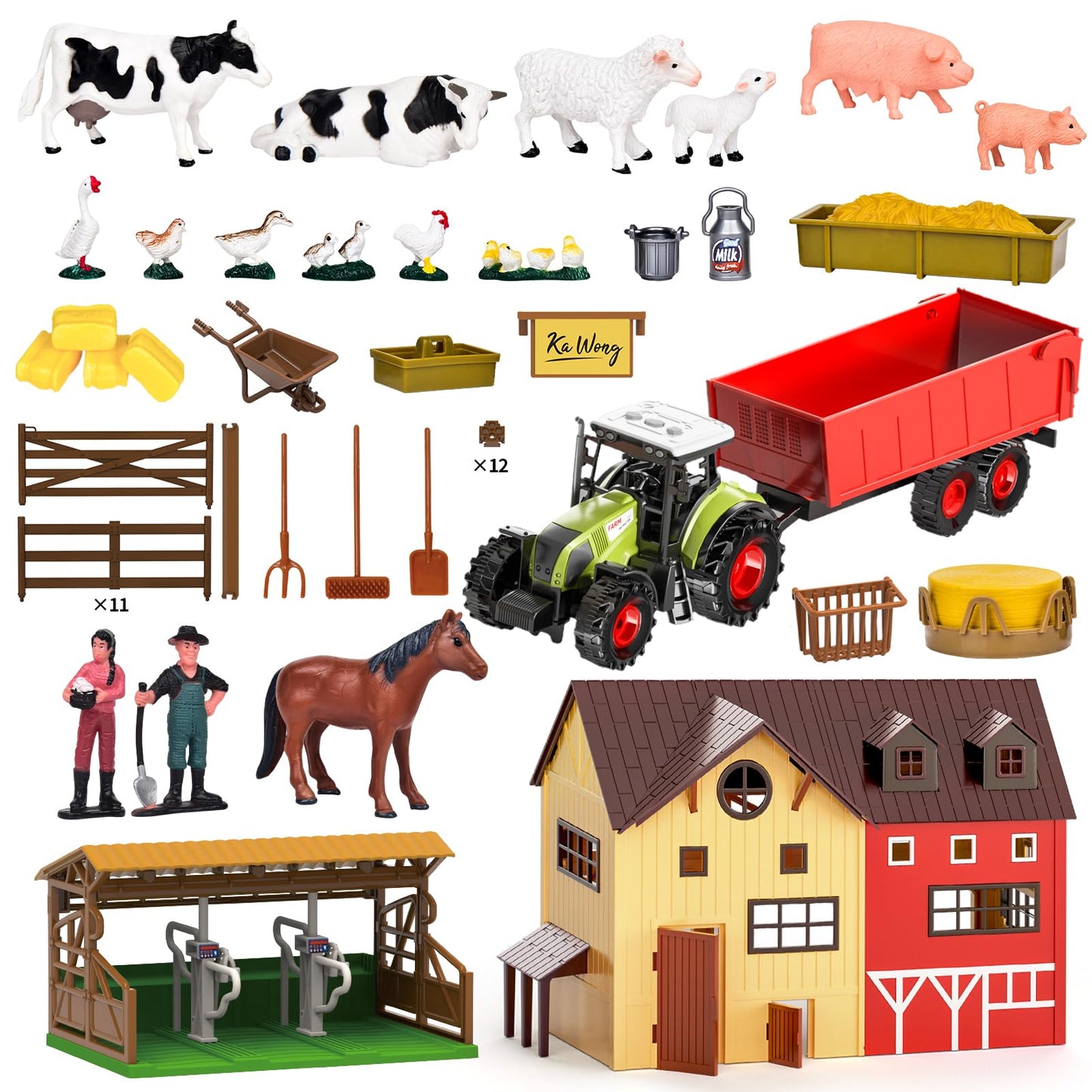 Pupu Pig Farm Animals Barn House Toys – Lights & Sound Tractor Playset for Toddlers (Ages 3+)