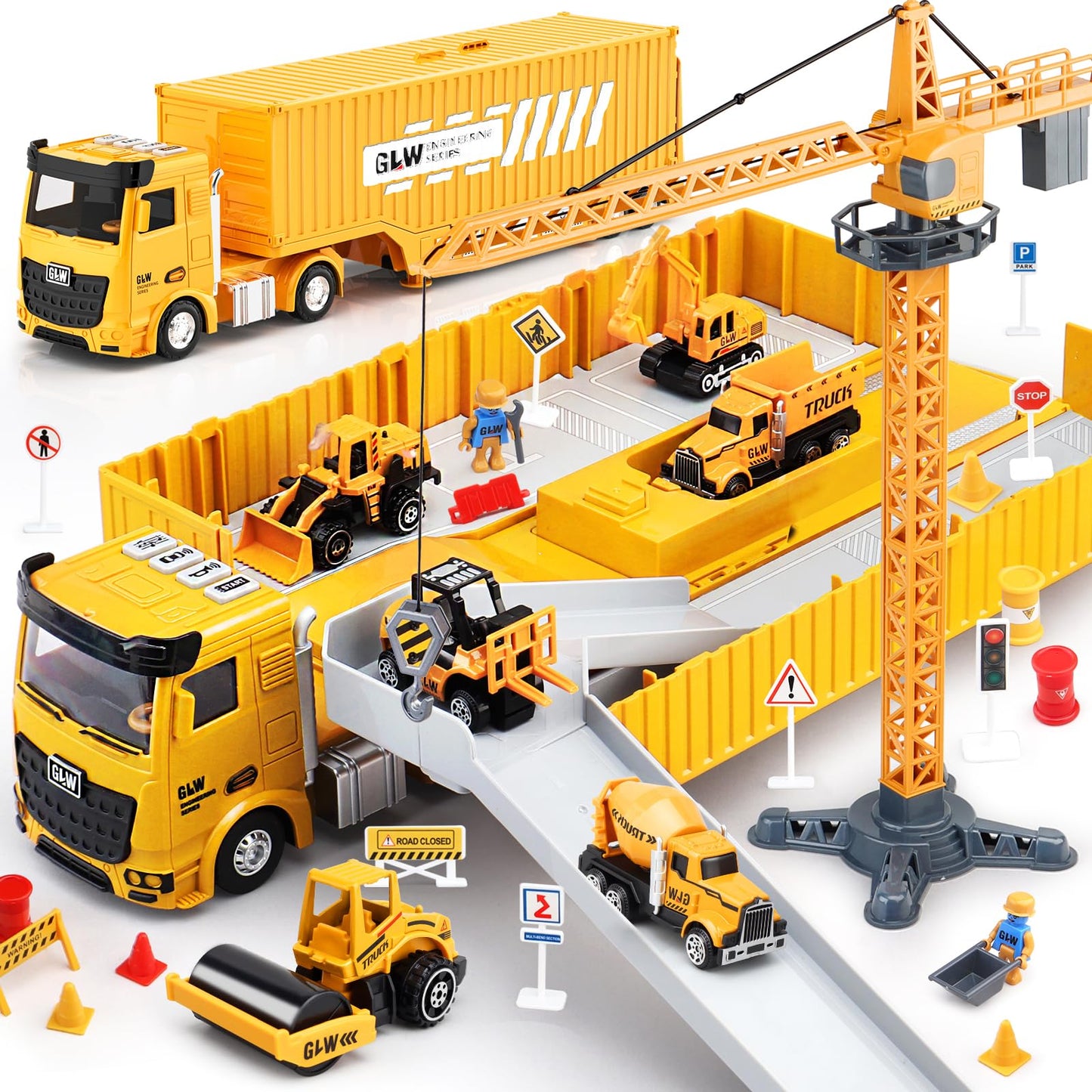 Pupu Pig Kids Construction Toys Set – 60-Piece Truck & Crane Playset (Ages 3-7)