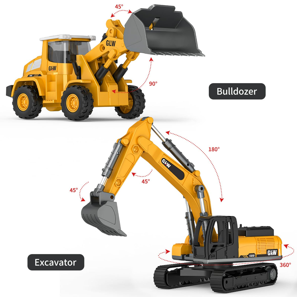 Pupu Pig Die-Cast Construction Toys for Kids 3-7 | Semi Truck, Excavator & Bulldozer with Lights & Sounds
