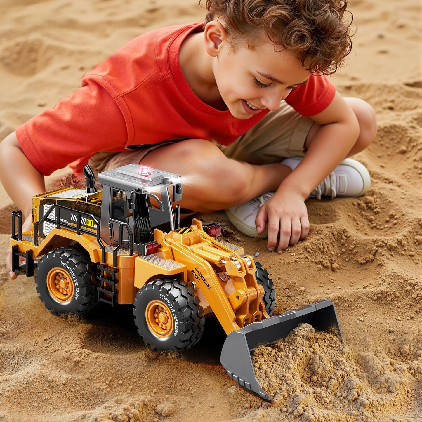 Pupu Pig Kids Metal Bulldozer Toy with Lights & Sounds — Die-Cast 1:40 Scale