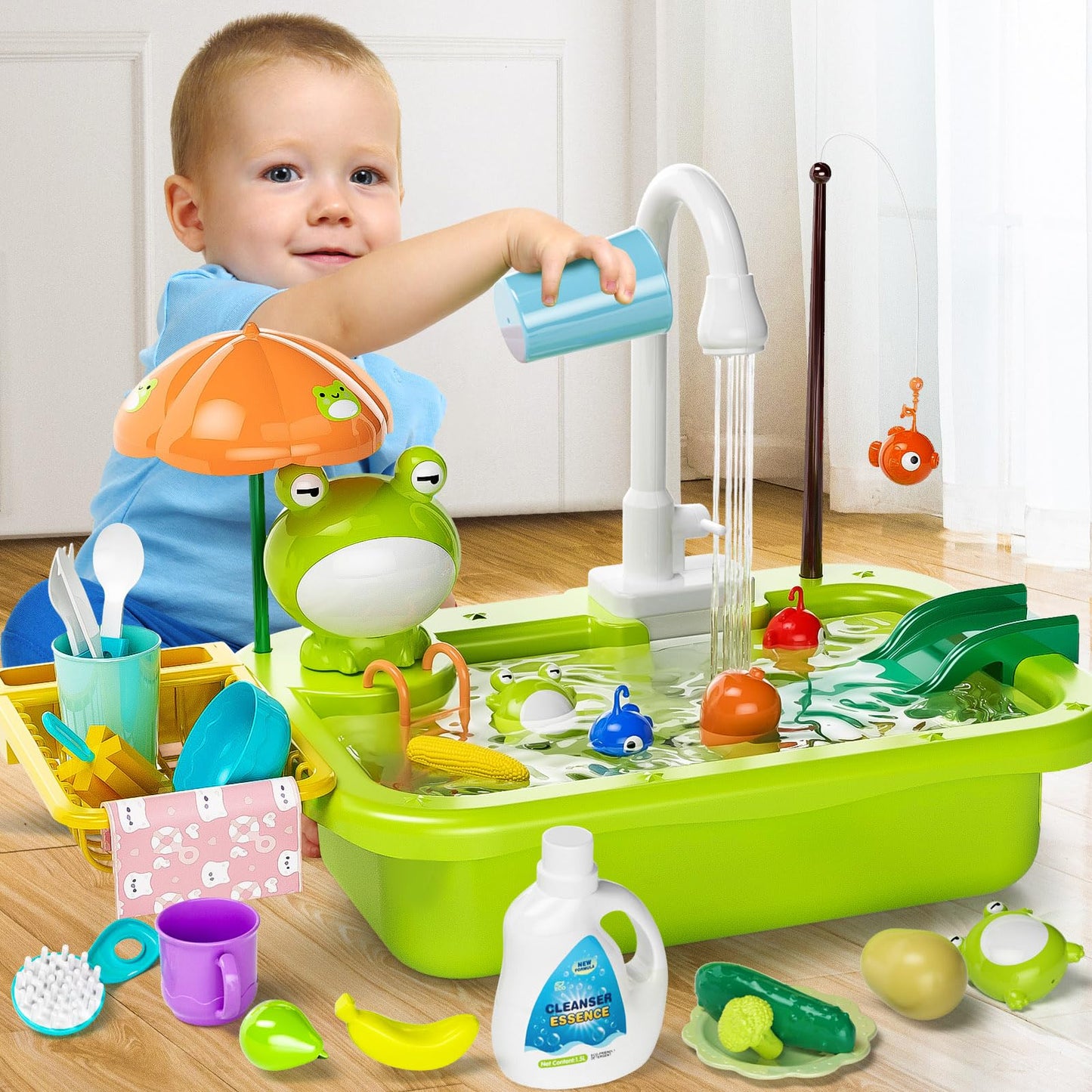 Pupu Pig Play Sink with Running Water – Electric Faucet Playset for Kids