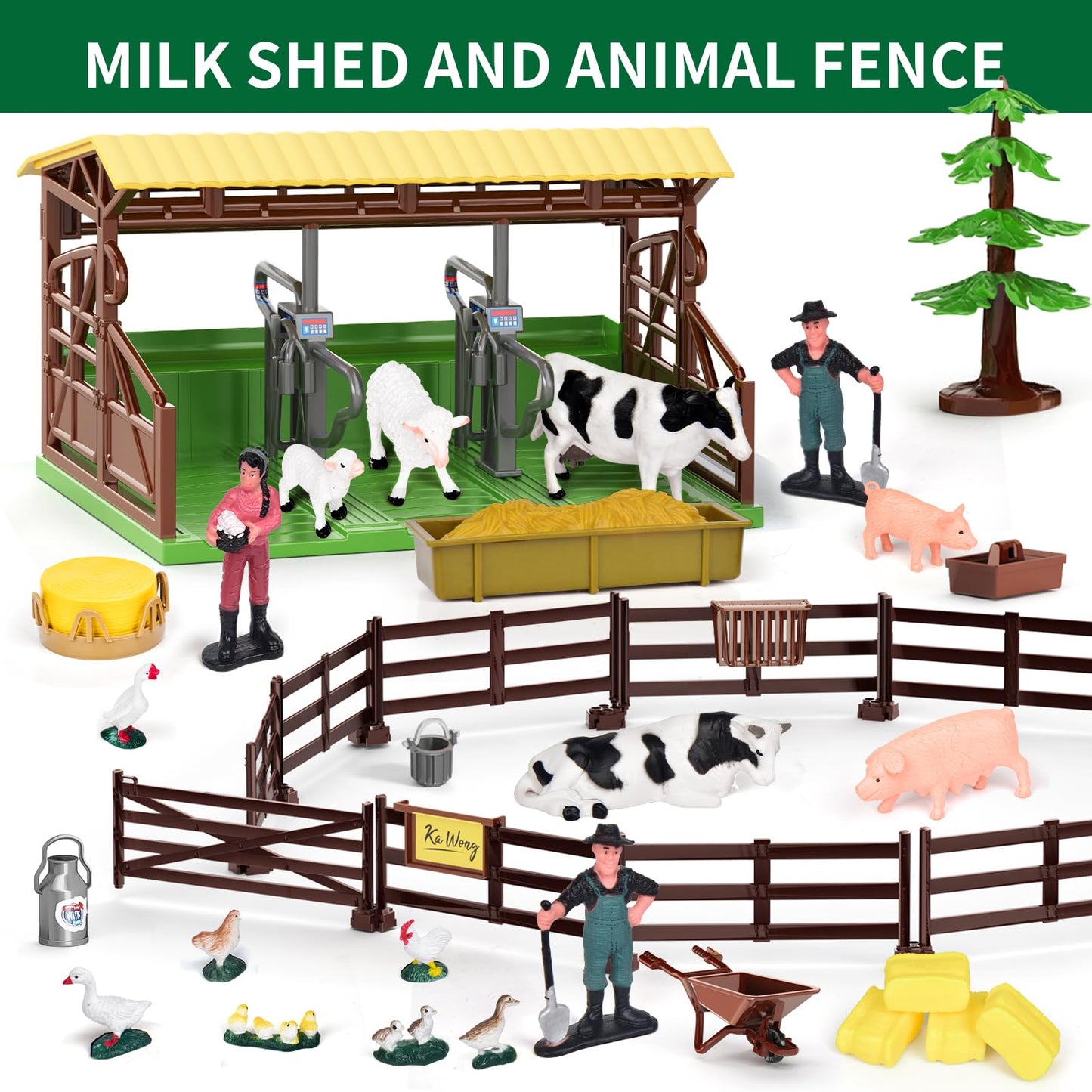 Pupu Pig Farm Animals Barn House Toys – Lights & Sound Tractor Playset for Toddlers (Ages 3+)