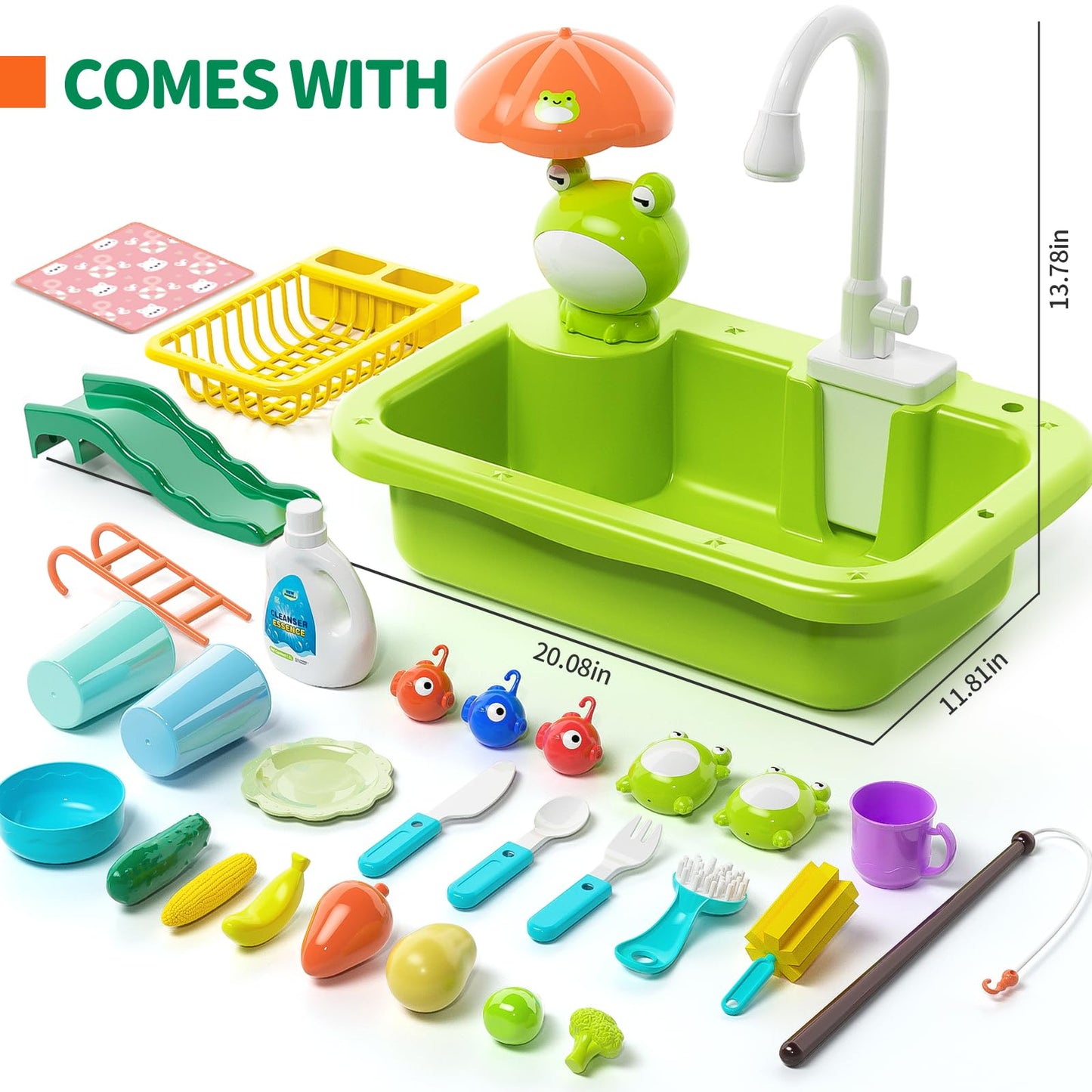 Pupu Pig Play Sink with Running Water – Electric Faucet Playset for Kids