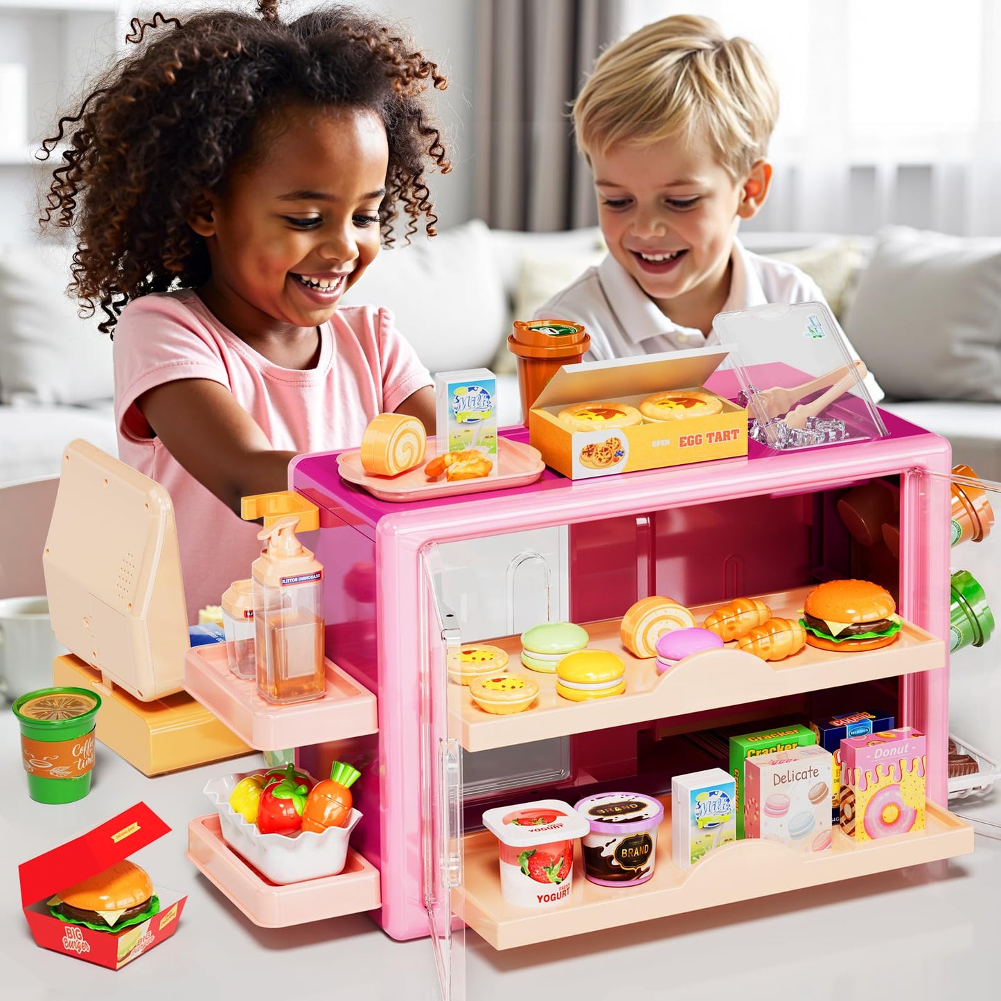 Pupu Pig Kids Grocery Store Playset – Realistic Cash Register, Scanner & Accessories | 3+