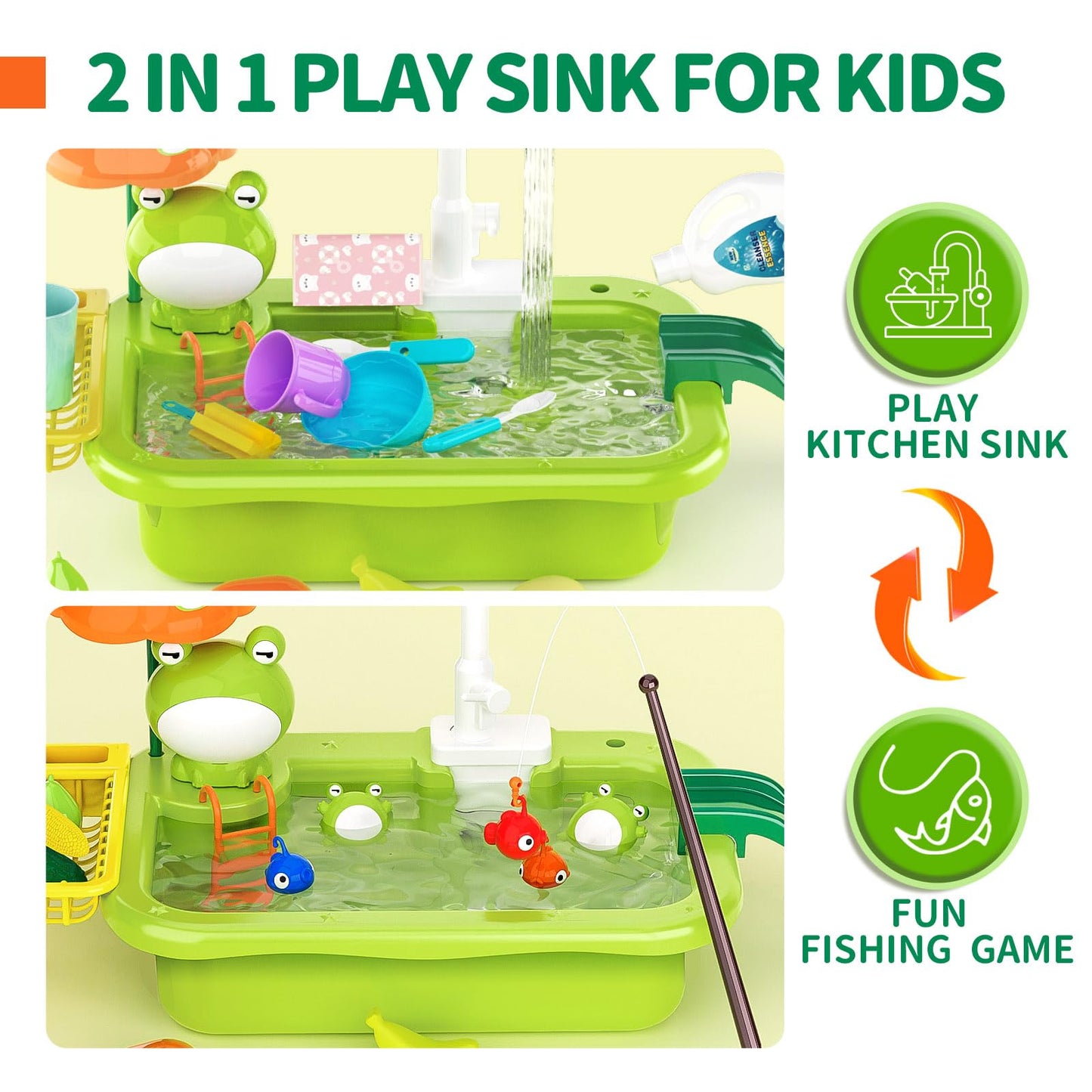 Pupu Pig Play Sink with Running Water – Electric Faucet Playset for Kids