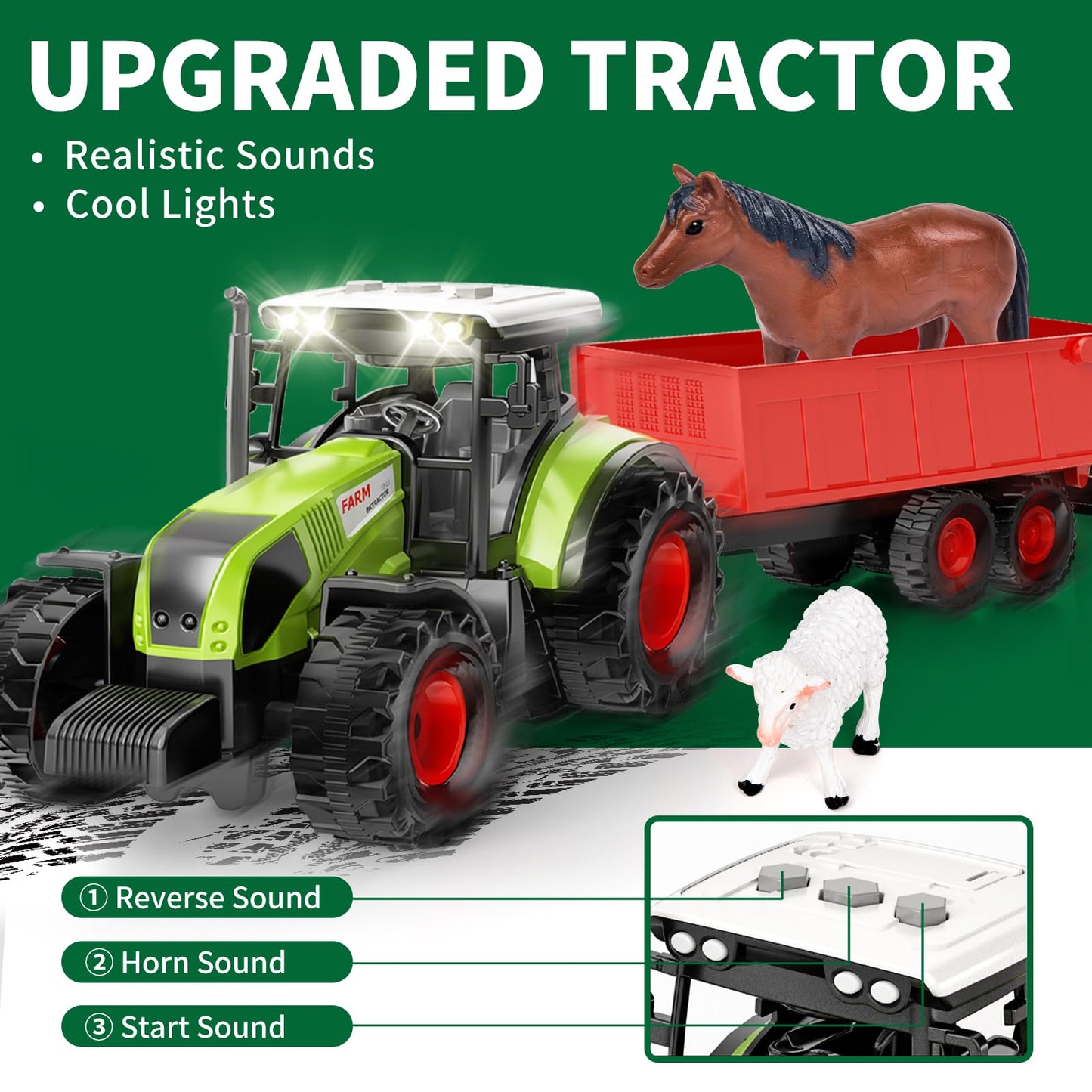 Pupu Pig Farm Animals Barn House Toys – Lights & Sound Tractor Playset for Toddlers (Ages 3+)