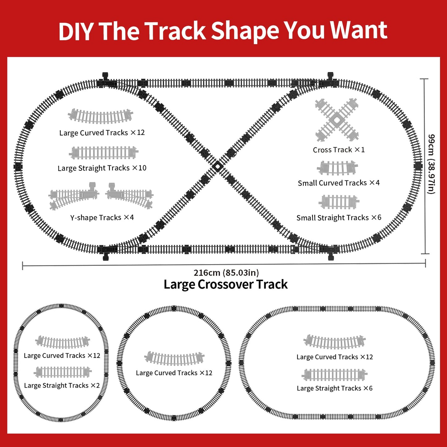 Pupu Pig Model Train Set – 3-Way Smoke Locomotive, 5 Cars, Luxury Track Kit