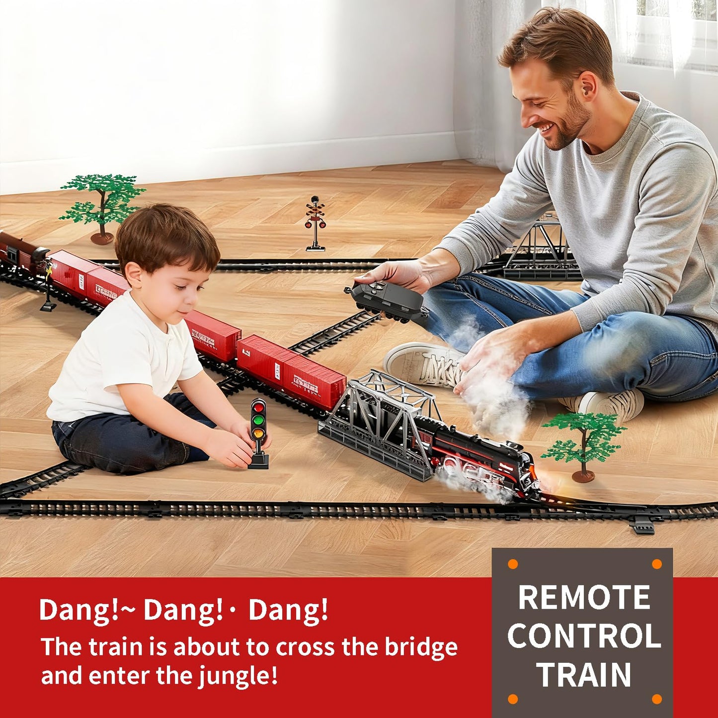 Pupu Pig Model Train Set – 3-Way Smoke Locomotive, 5 Cars, Luxury Track Kit
