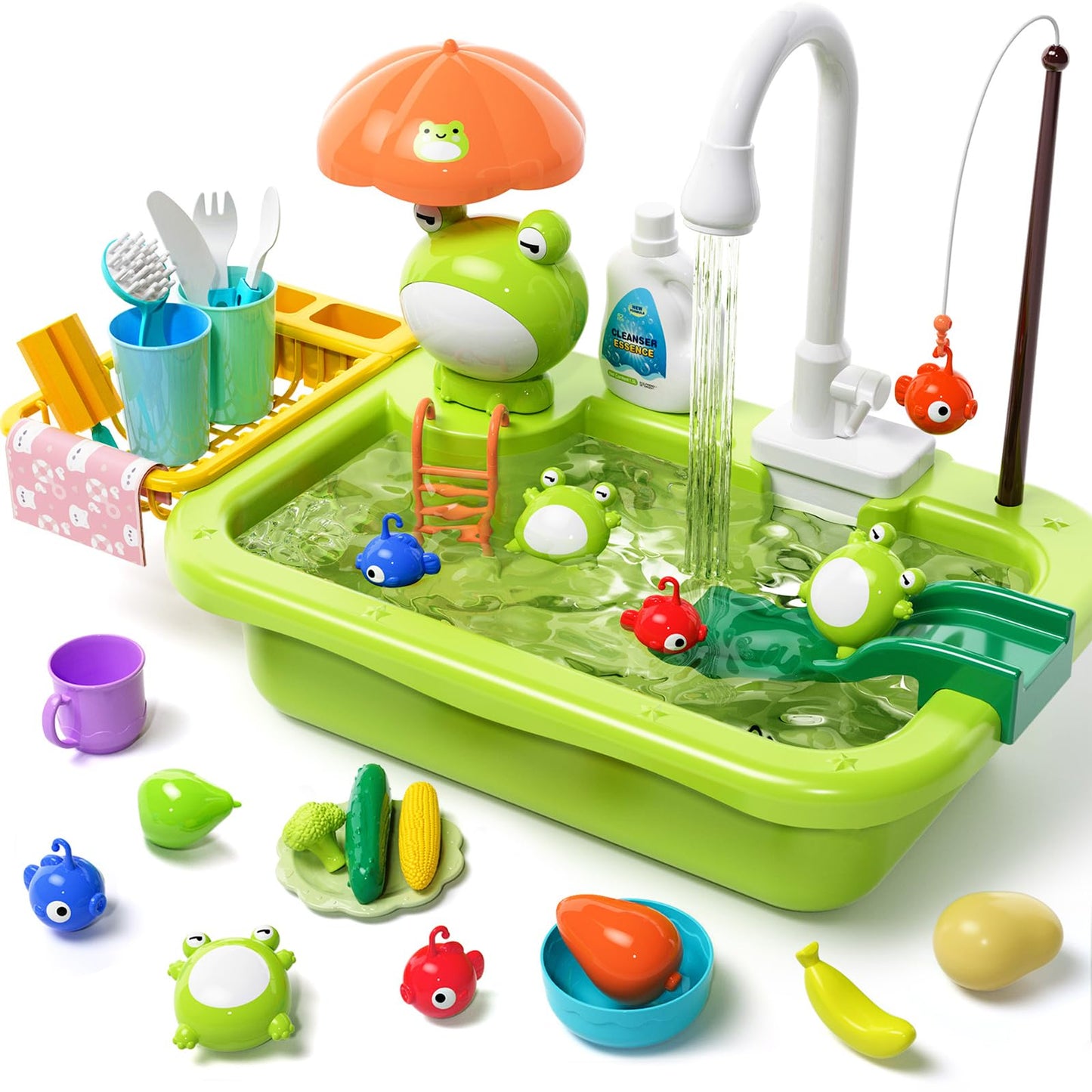 Pupu Pig Play Sink with Running Water – Electric Faucet Playset for Kids