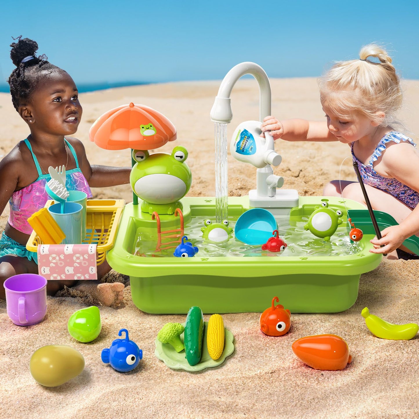 Pupu Pig Play Sink with Running Water – Electric Faucet Playset for Kids