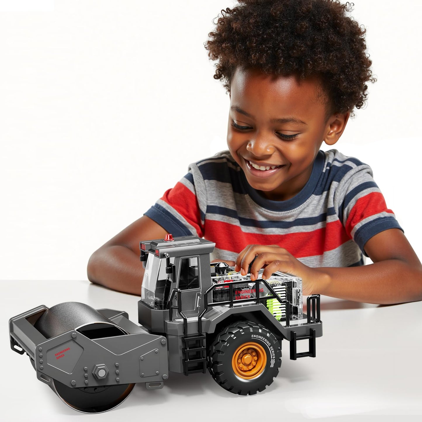 Pupu Pig Kids Metal Construction Toys - Steam Roller with Lights & Sounds