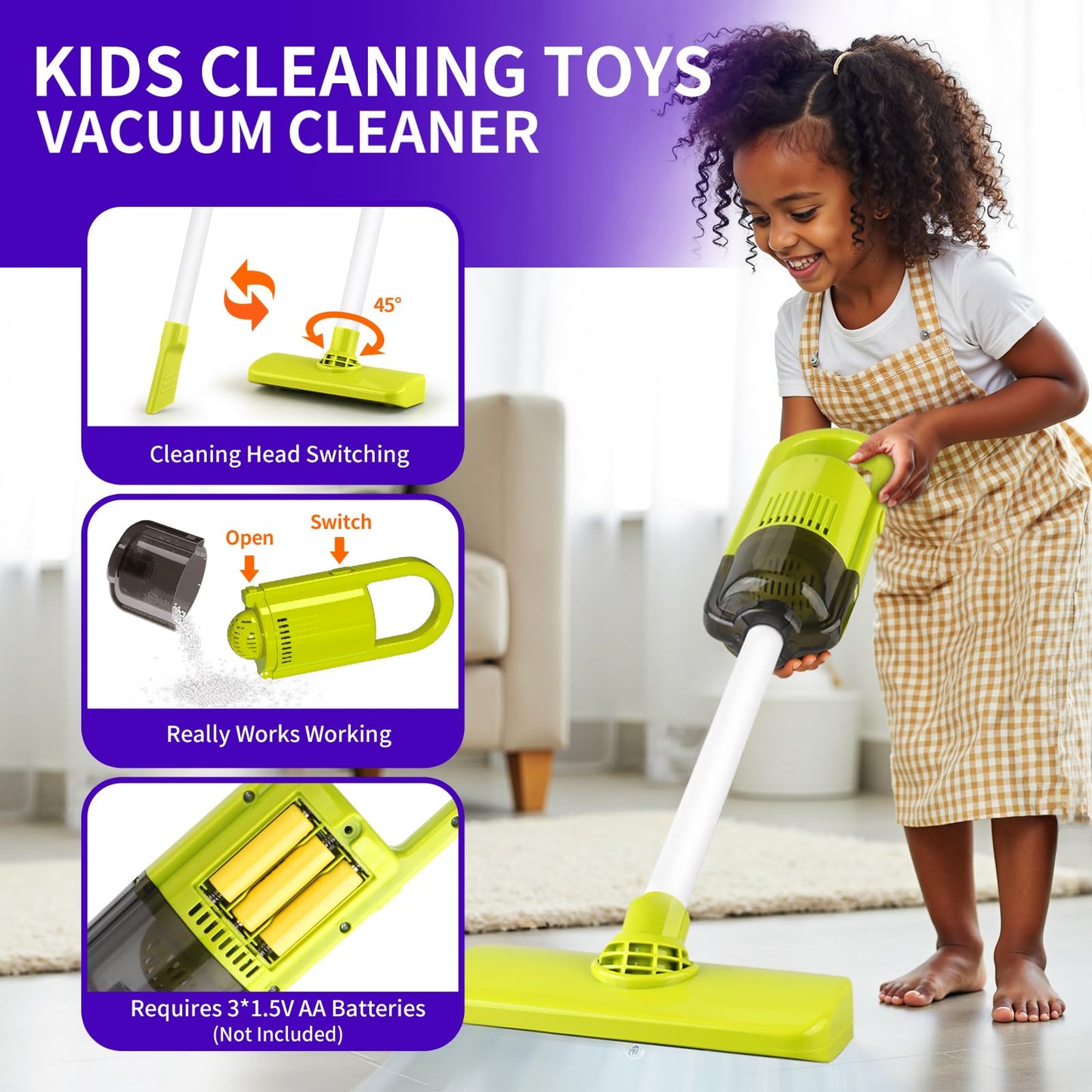Pupu Pig Toddler Cleaning Set – Realistic Pretend Play Vacuum & Cleaning Tools for Kids
