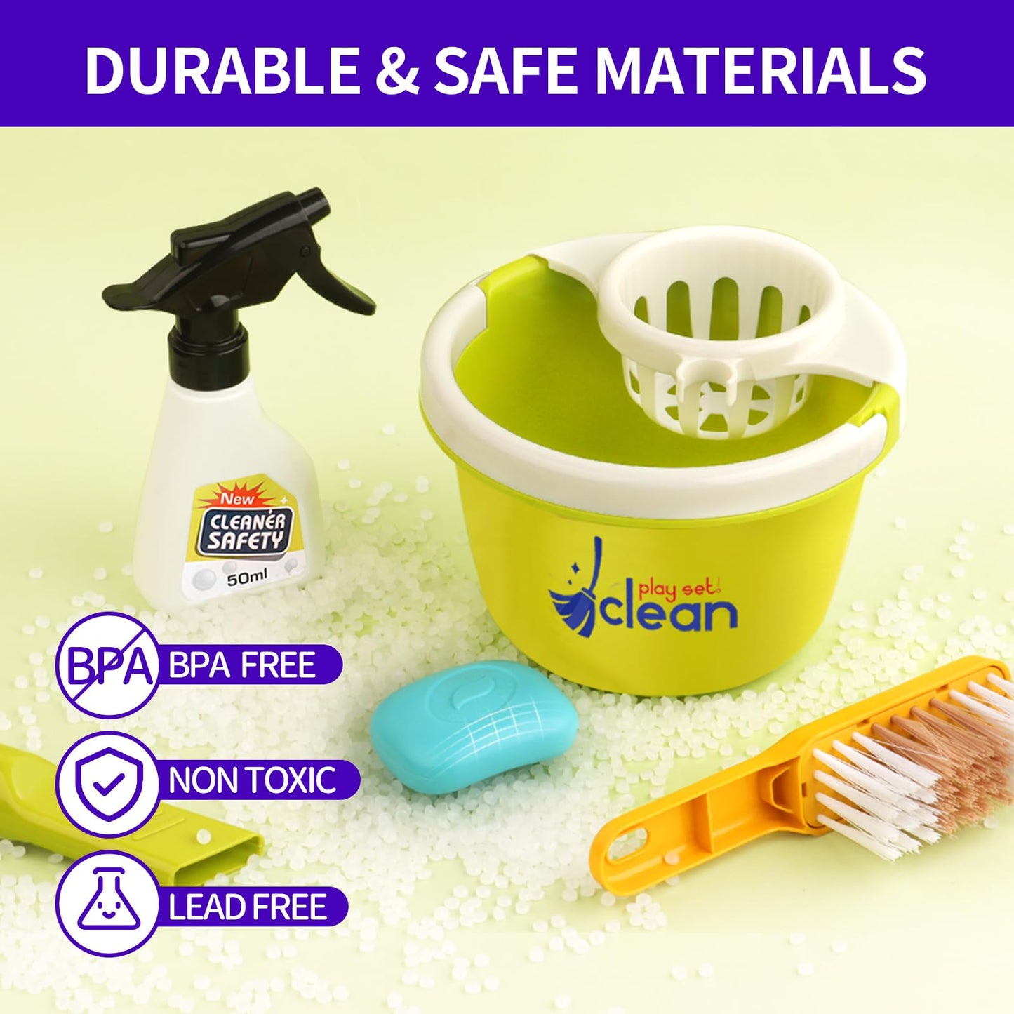 Pupu Pig Toddler Cleaning Set – Realistic Pretend Play Vacuum & Cleaning Tools for Kids