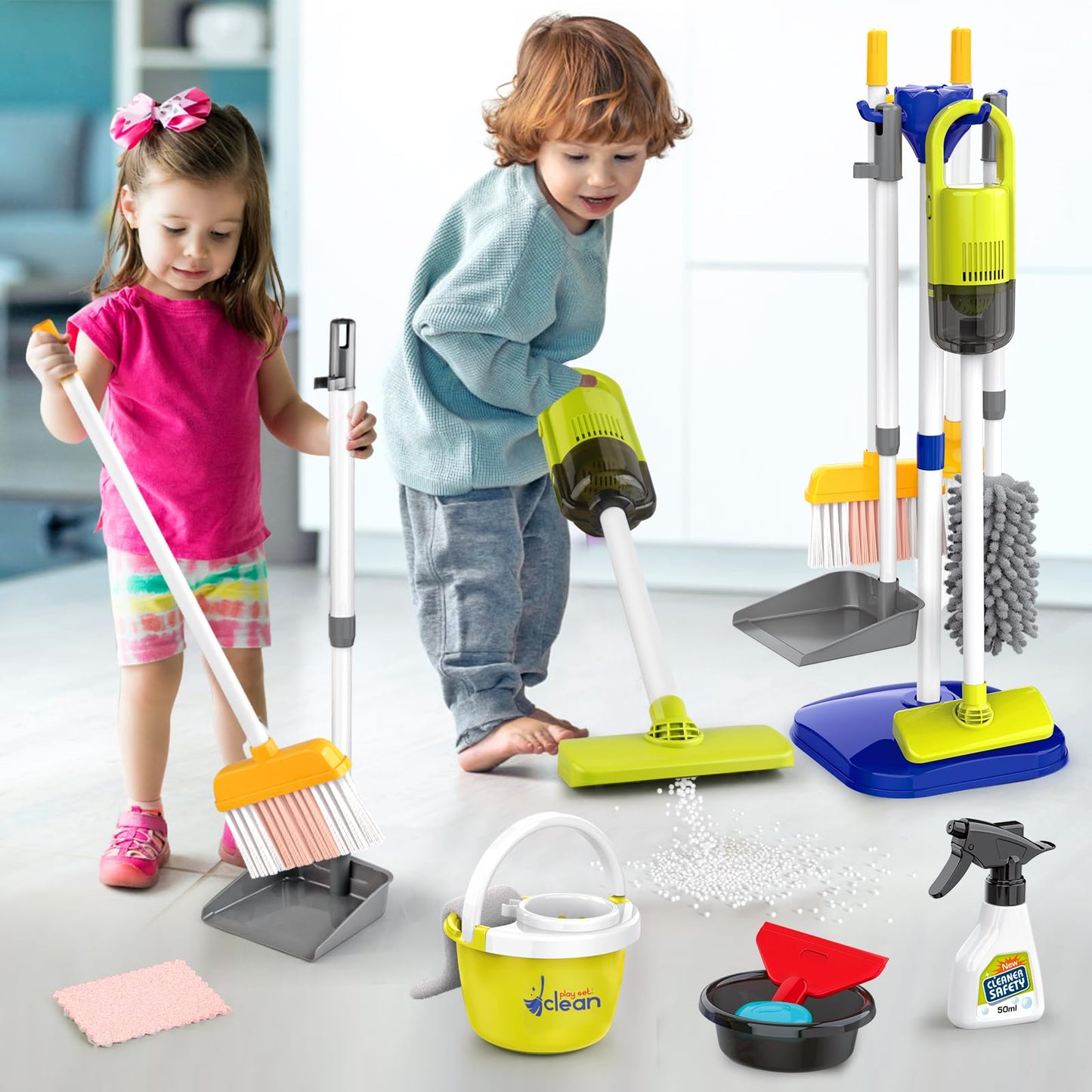 Pupu Pig Toddler Cleaning Set – Realistic Pretend Play Vacuum & Cleaning Tools for Kids