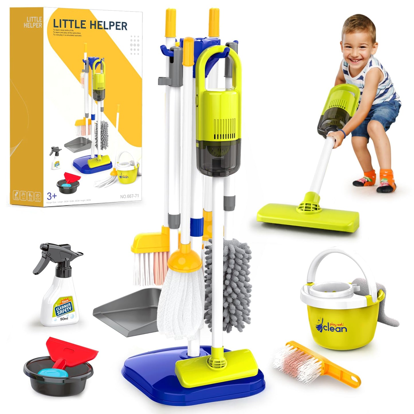 Pupu Pig Toddler Cleaning Set – Realistic Pretend Play Vacuum & Cleaning Tools for Kids