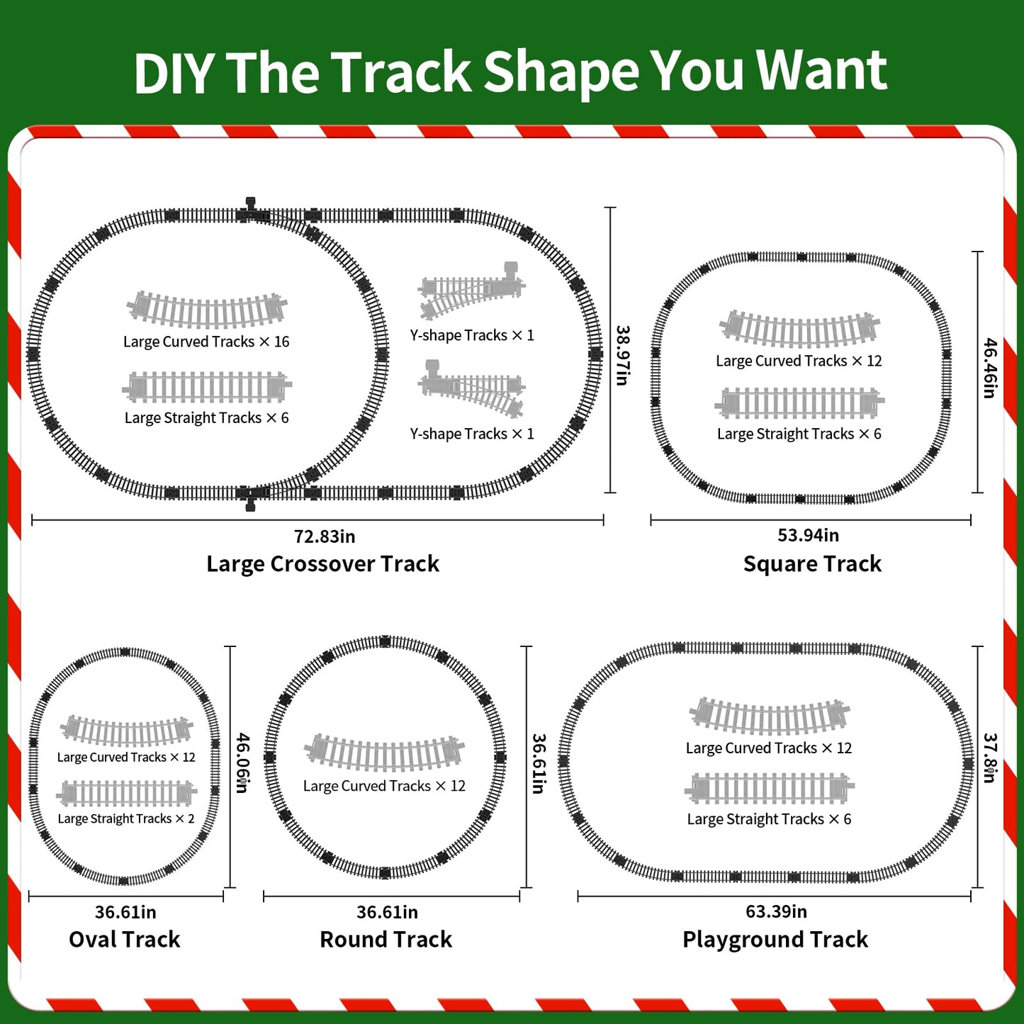 Pupu Pig Model Train Set – Remote Control Train with 3-Way Smoke Locomotive, 5 Cars, Luxury Track Kit