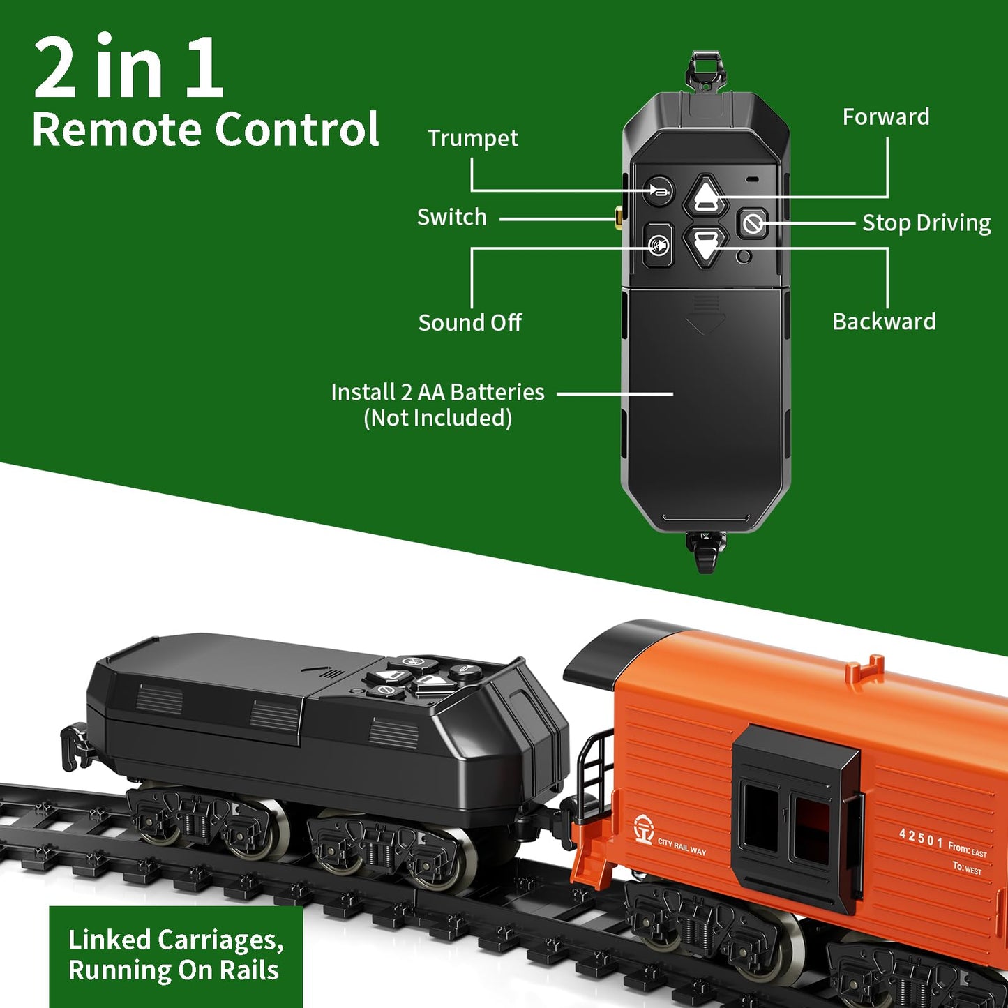 Pupu Pig Model Train Set – Remote Control Train with 3-Way Smoke Locomotive, 5 Cars, Luxury Track Kit
