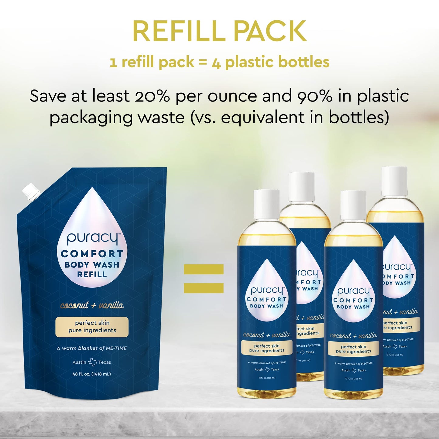 Puracy Natural Body Wash – 2pk (12 fl oz) for Sensitive Skin
