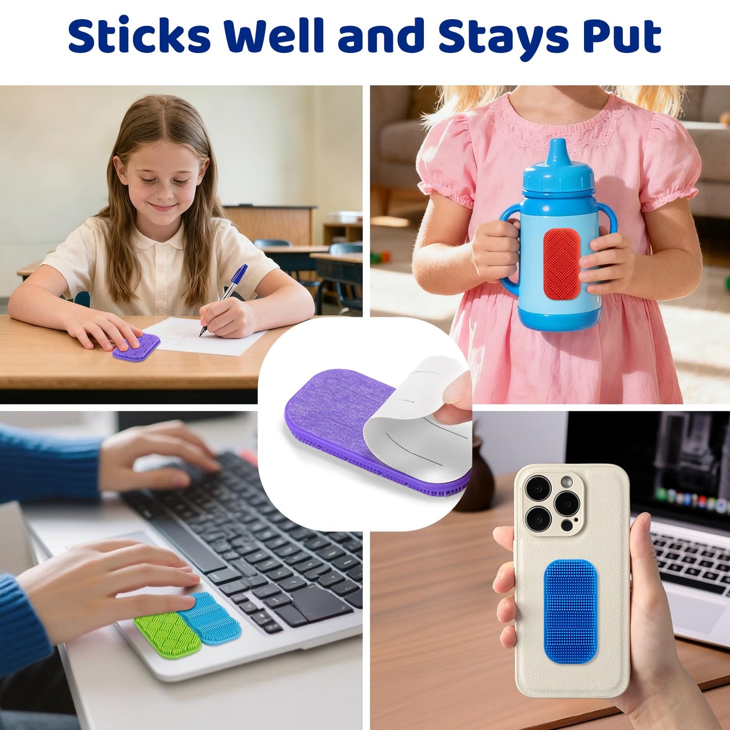 PuraEase Bristle Tactile Sensory Stickers – 8pc Soft Fidget Strips for Focus & Calm
