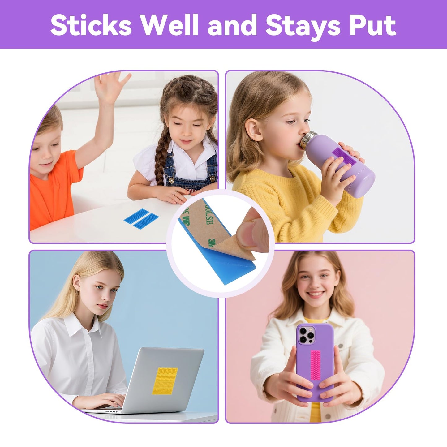 PuraEase Textured Sensory Stickers – 8-Pack Silicone Fidget Strips