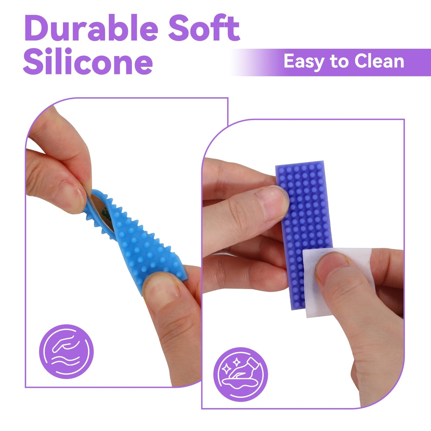 PuraEase Textured Sensory Stickers – 8-Pack Silicone Fidget Strips