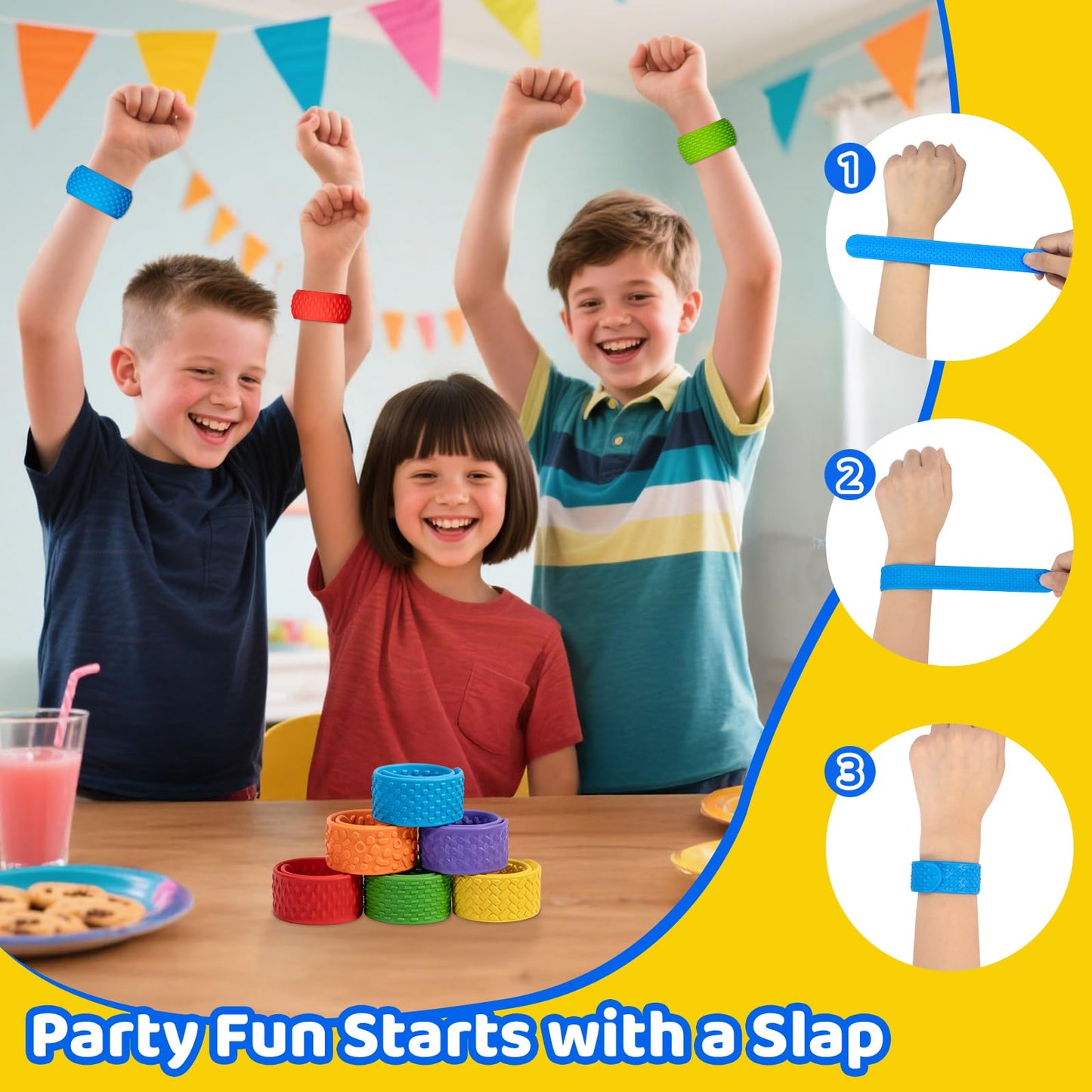 PuraEase Textured Slap Bracelets - 6-Pack Sensory Fidget Toys for Focus