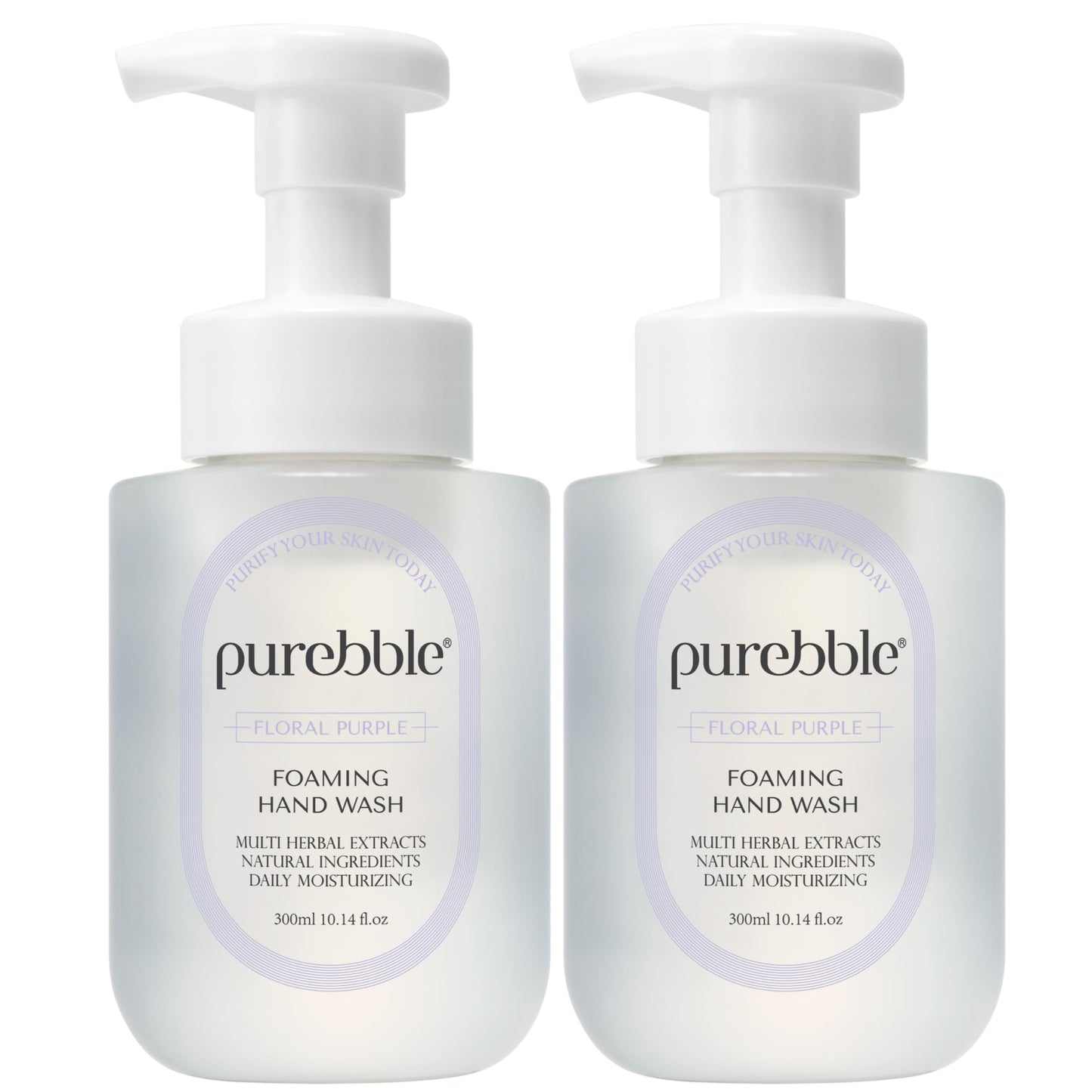 PUREBBLE Floral Purple Foaming Hand Wash with Hyaluronic Acid – Hydrating, Sulfate-Free, 2-Pack