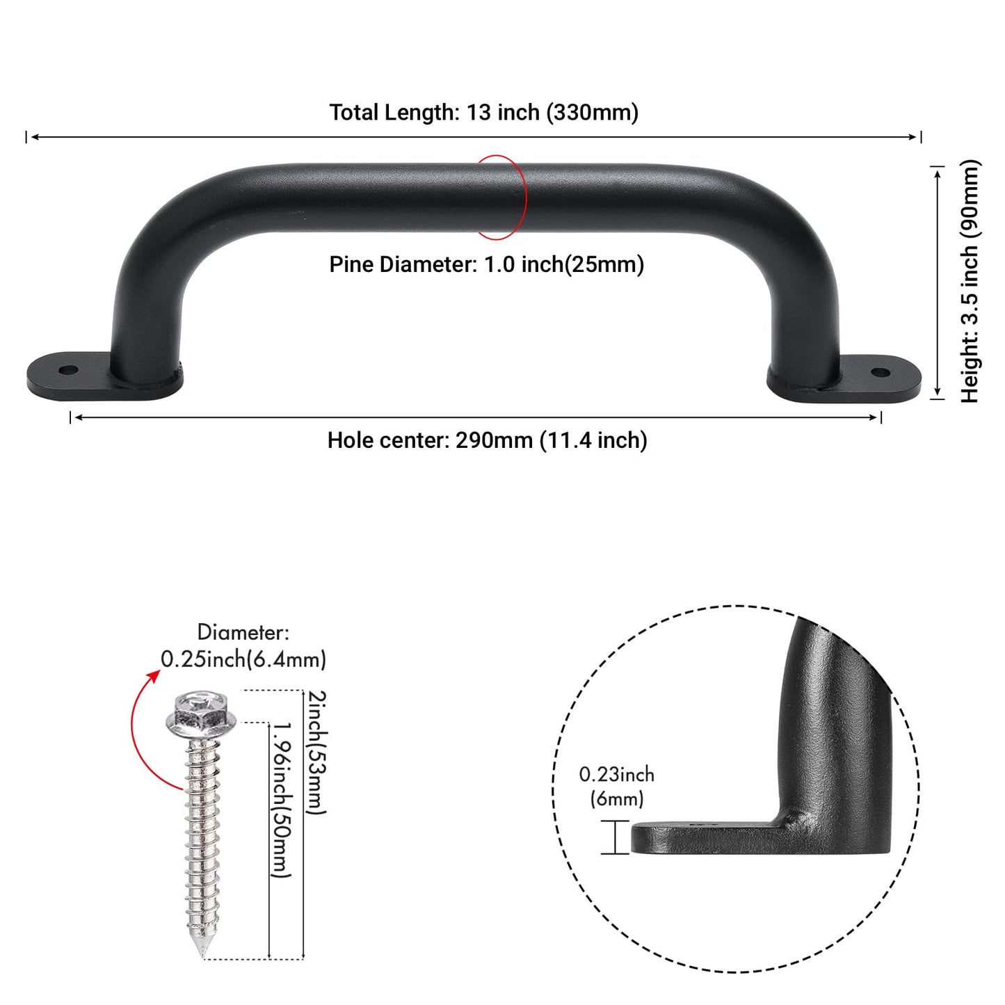 Purife 13-Inch Black Safety Handles – Heavy-Duty Playground Grab Bars (Pack of 2)