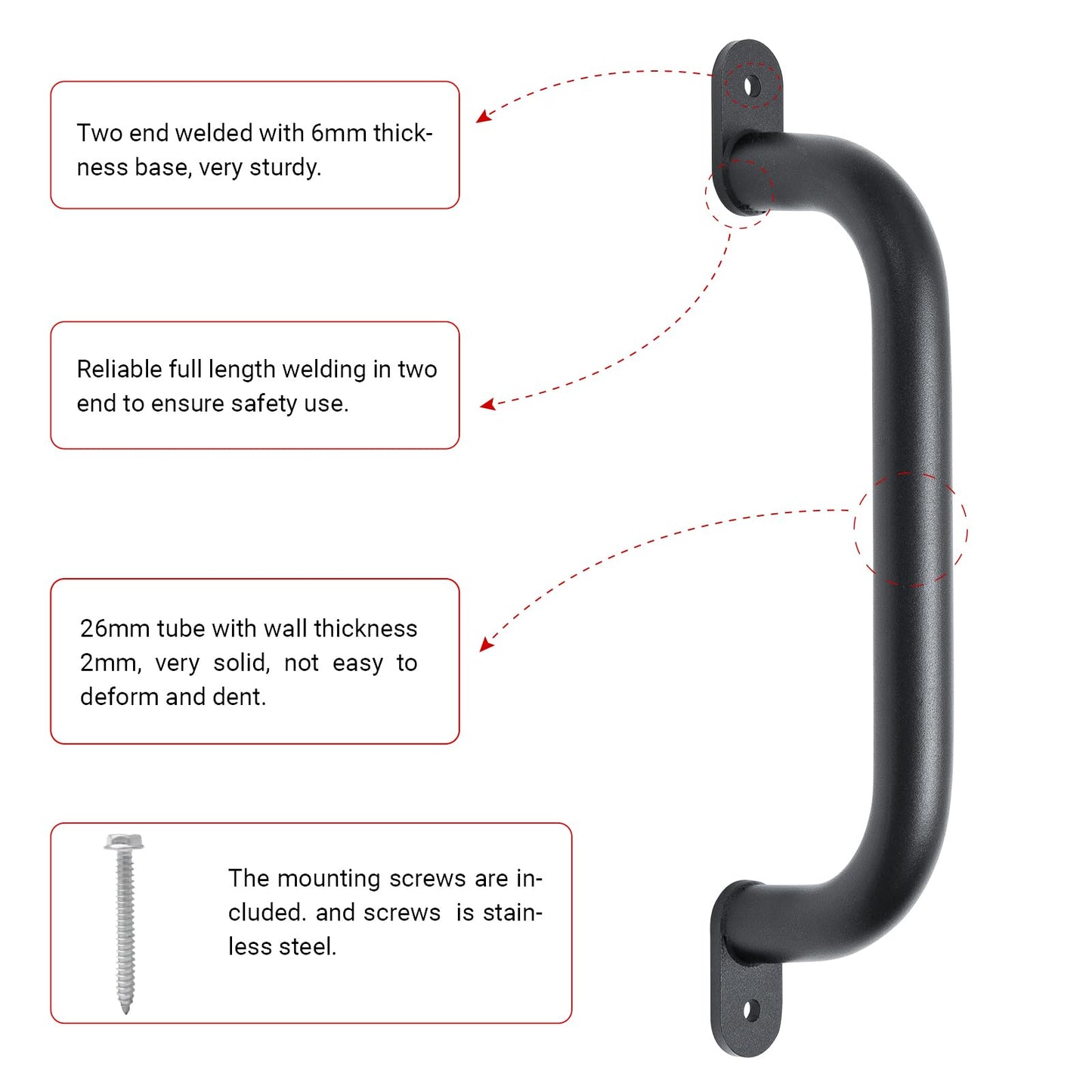 Purife 13-Inch Black Safety Handles – Heavy-Duty Playground Grab Bars (Pack of 2)