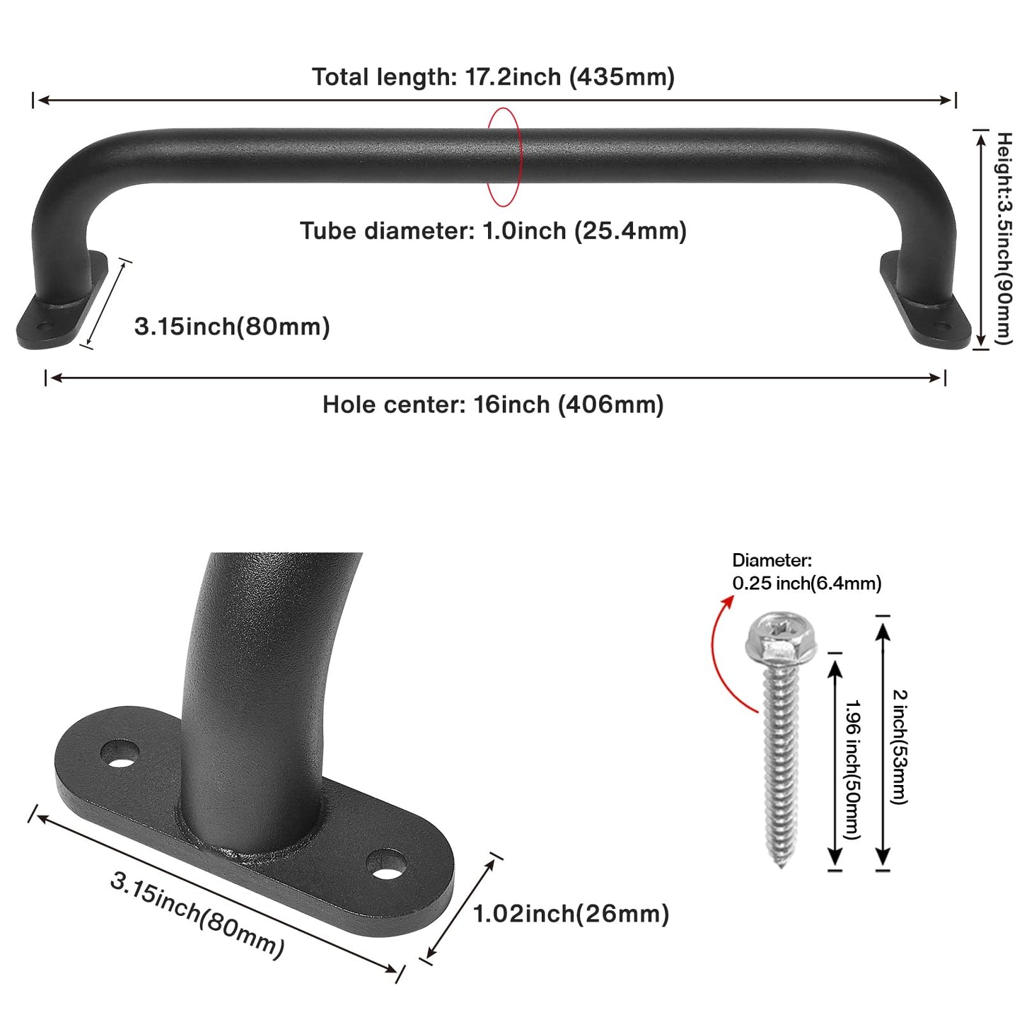 Purife 17-Inch Black Playground Handles – Pack of 6 for Playsets & Jungle Gyms