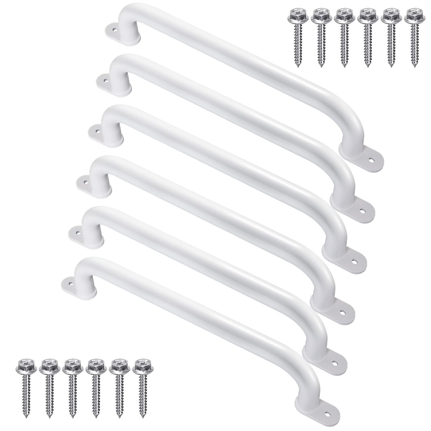 Purife 17-Inch Pack of 6 White Metal Playground Handles | Safe Playset Grips