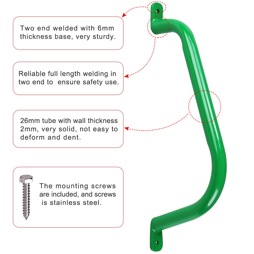 Purife 17'' Metal Playground Safety Handle – Set of 2 (Green)