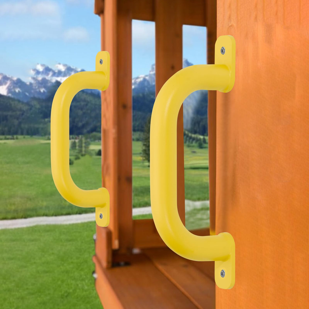Purife 10'' Yellow Playground Handles – Set of 2, Outdoor Playset Grab Bars
