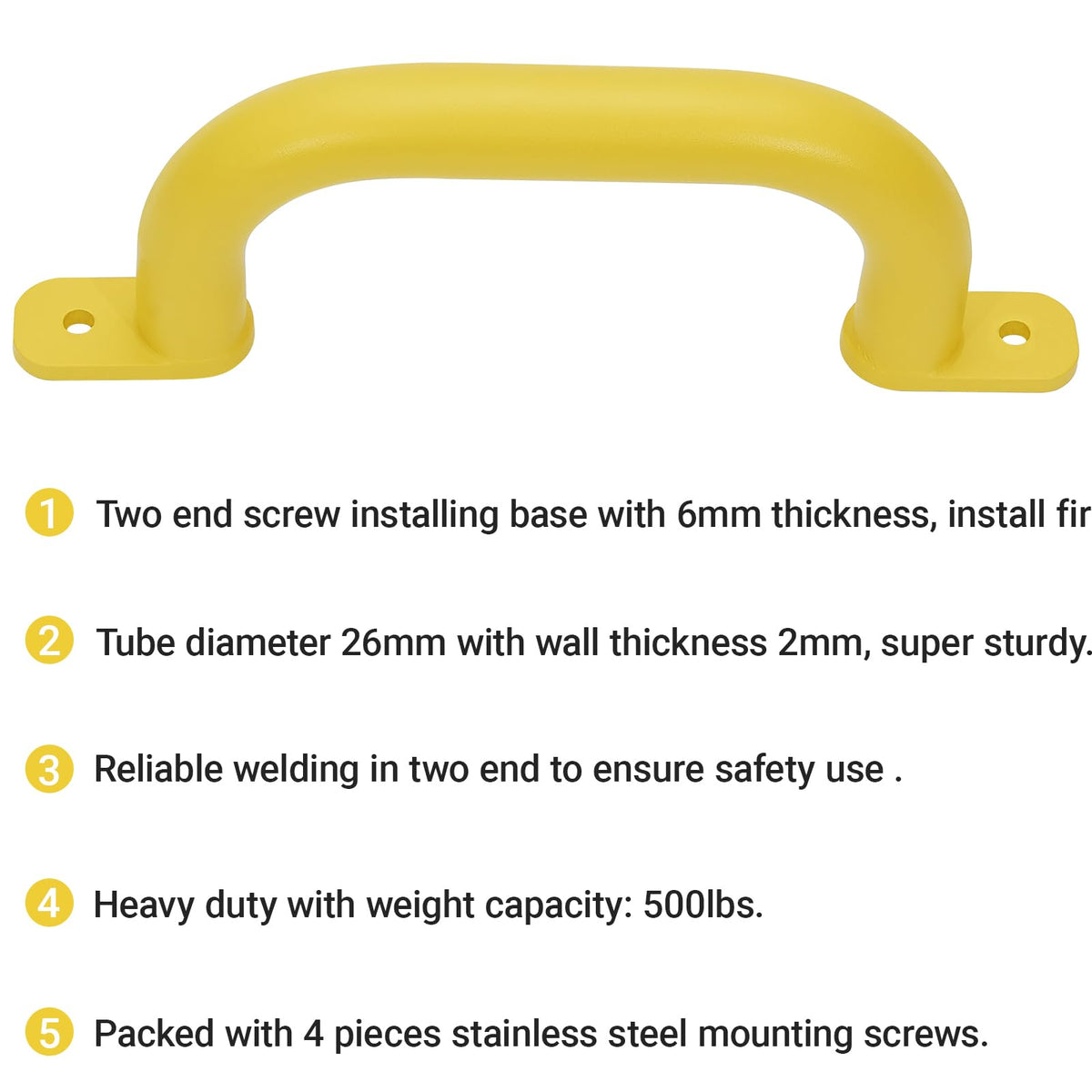 Purife 10'' Yellow Playground Handles – Set of 2, Outdoor Playset Grab Bars