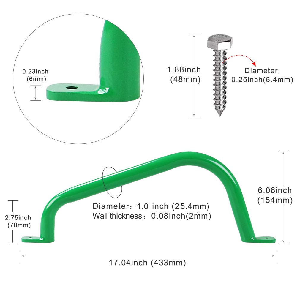 Purife 17'' Metal Playground Safety Handle – Set of 2 (Green)