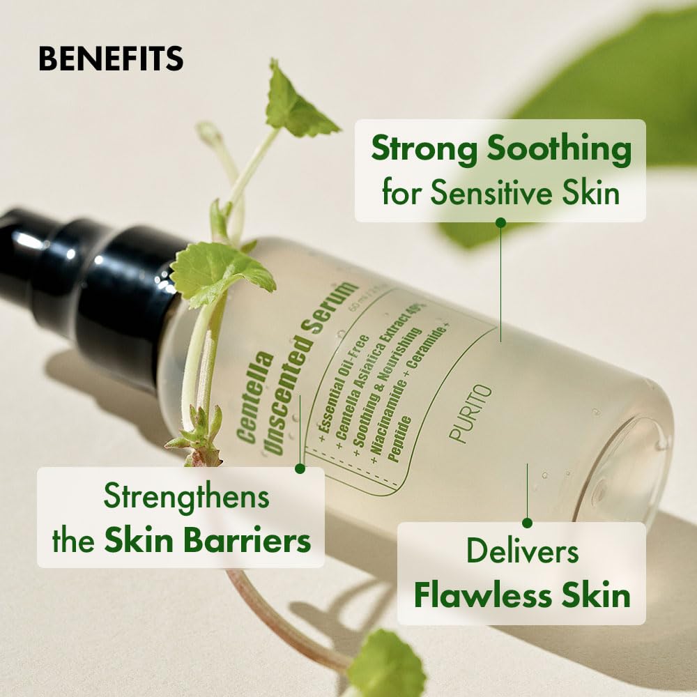 Purito Centella Unscented Serum | Soothing, Fragrance-Free Ampoule for All Skin Types | 60ml