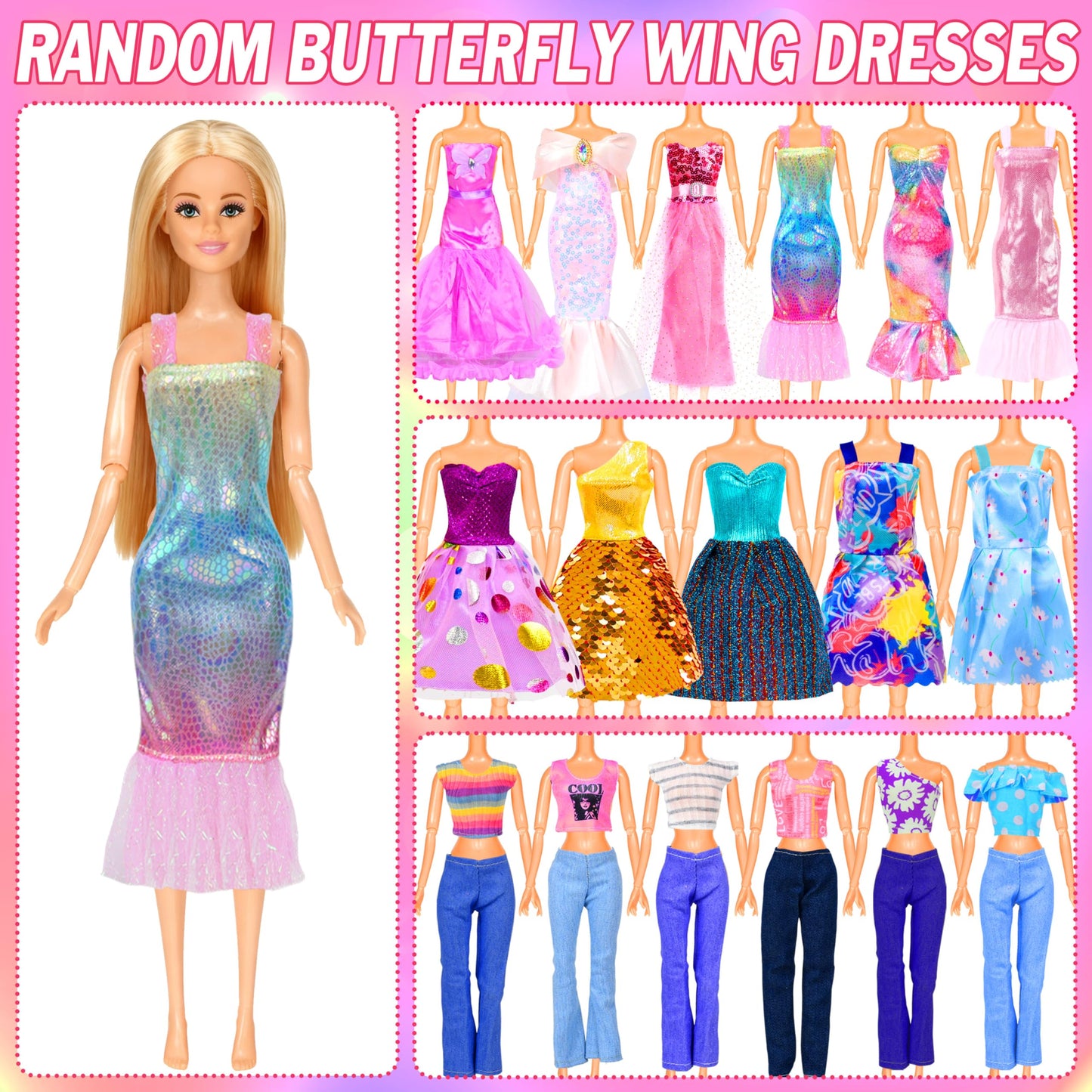 PURPERCAT 150 Pcs Doll Clothes Playset for 11.5-Inch Dolls | Princess Gowns, Dresses, Shoes & Accessories