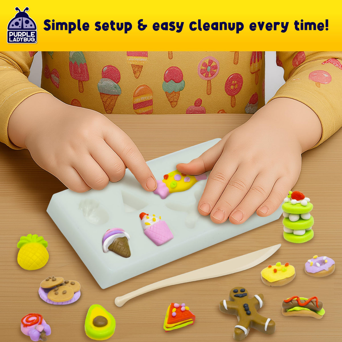 Purple Ladybug EraserLab DIY Clay Kit – Food-Themed Erasers for Kids