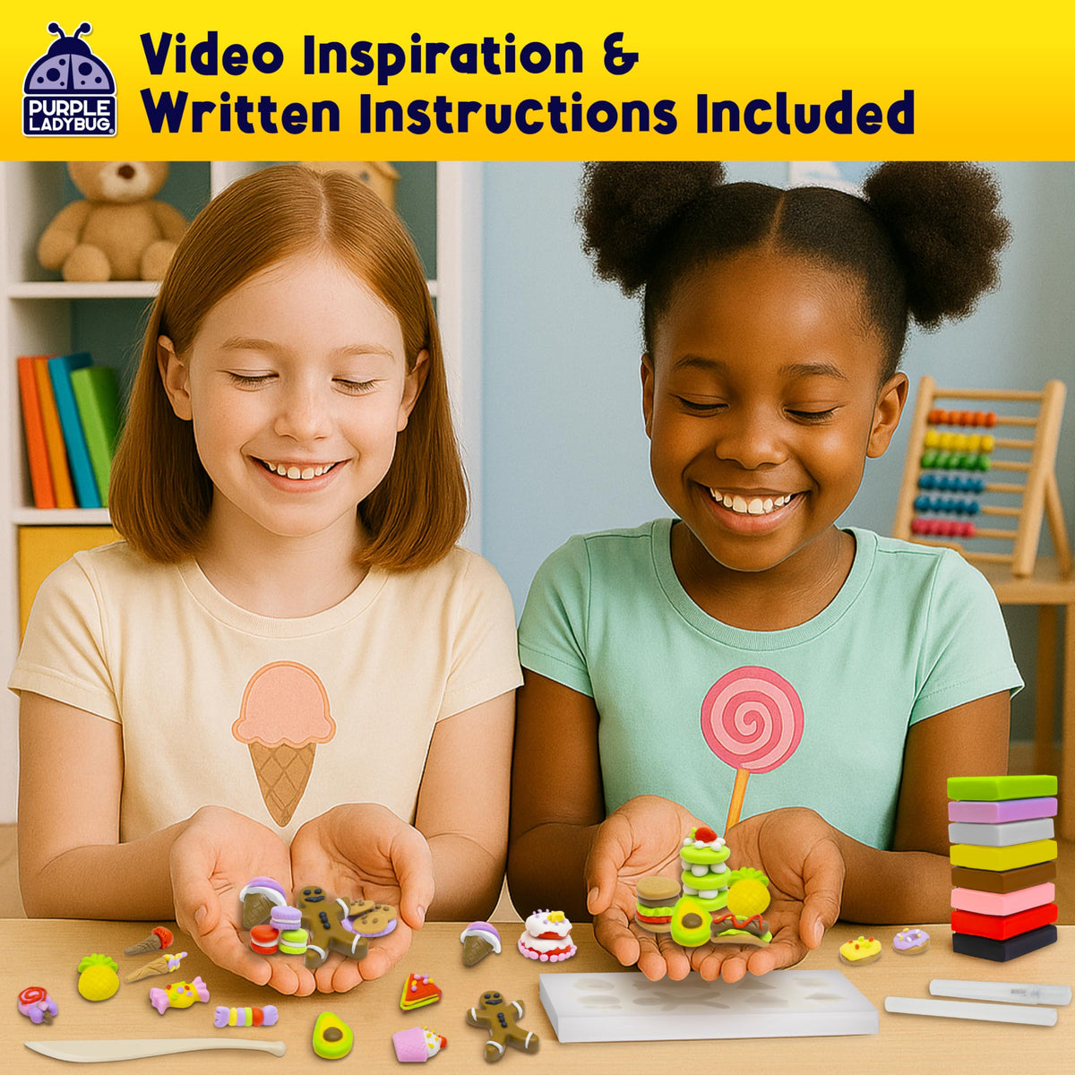 Purple Ladybug EraserLab DIY Clay Kit – Food-Themed Erasers for Kids