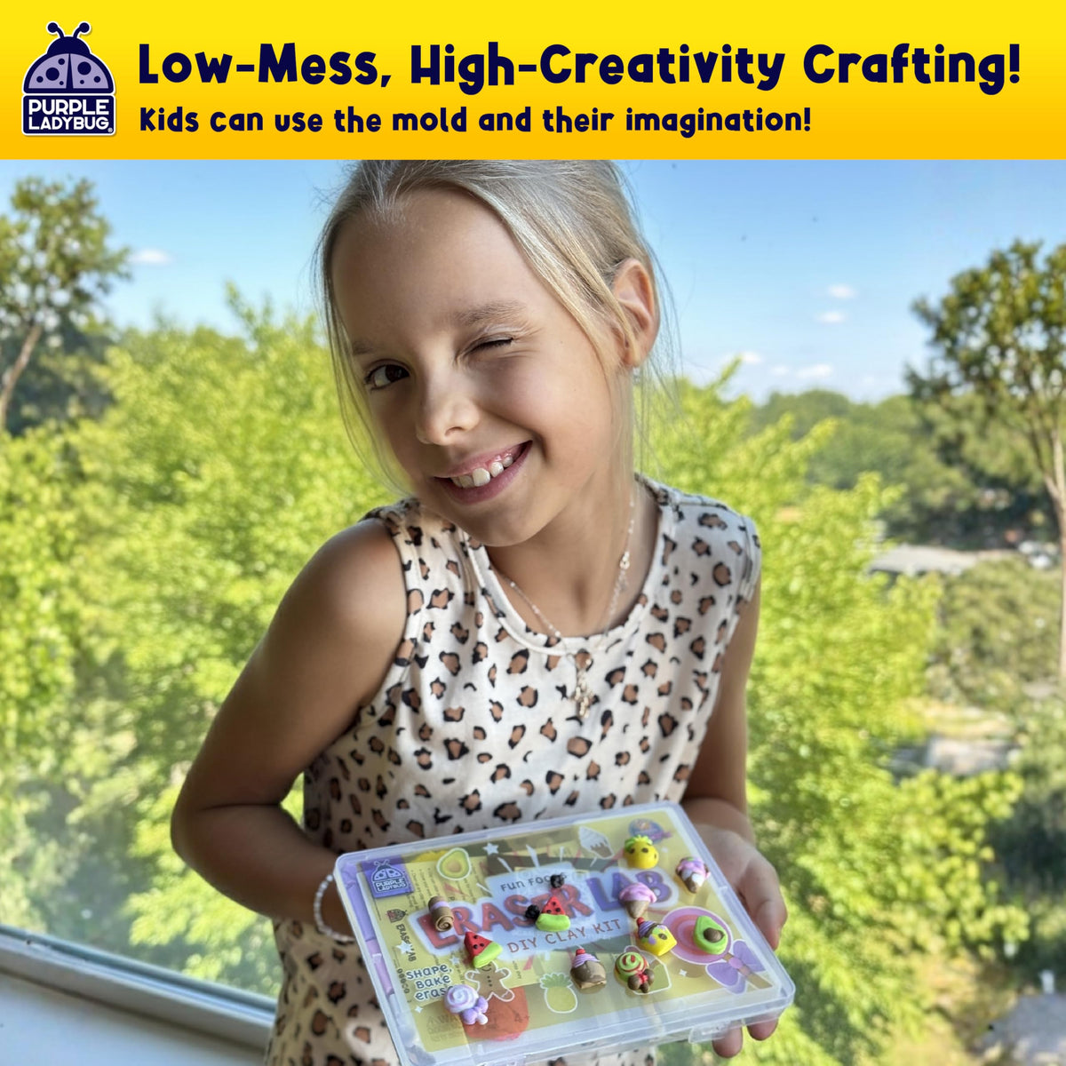 Purple Ladybug EraserLab DIY Clay Kit – Food-Themed Erasers for Kids