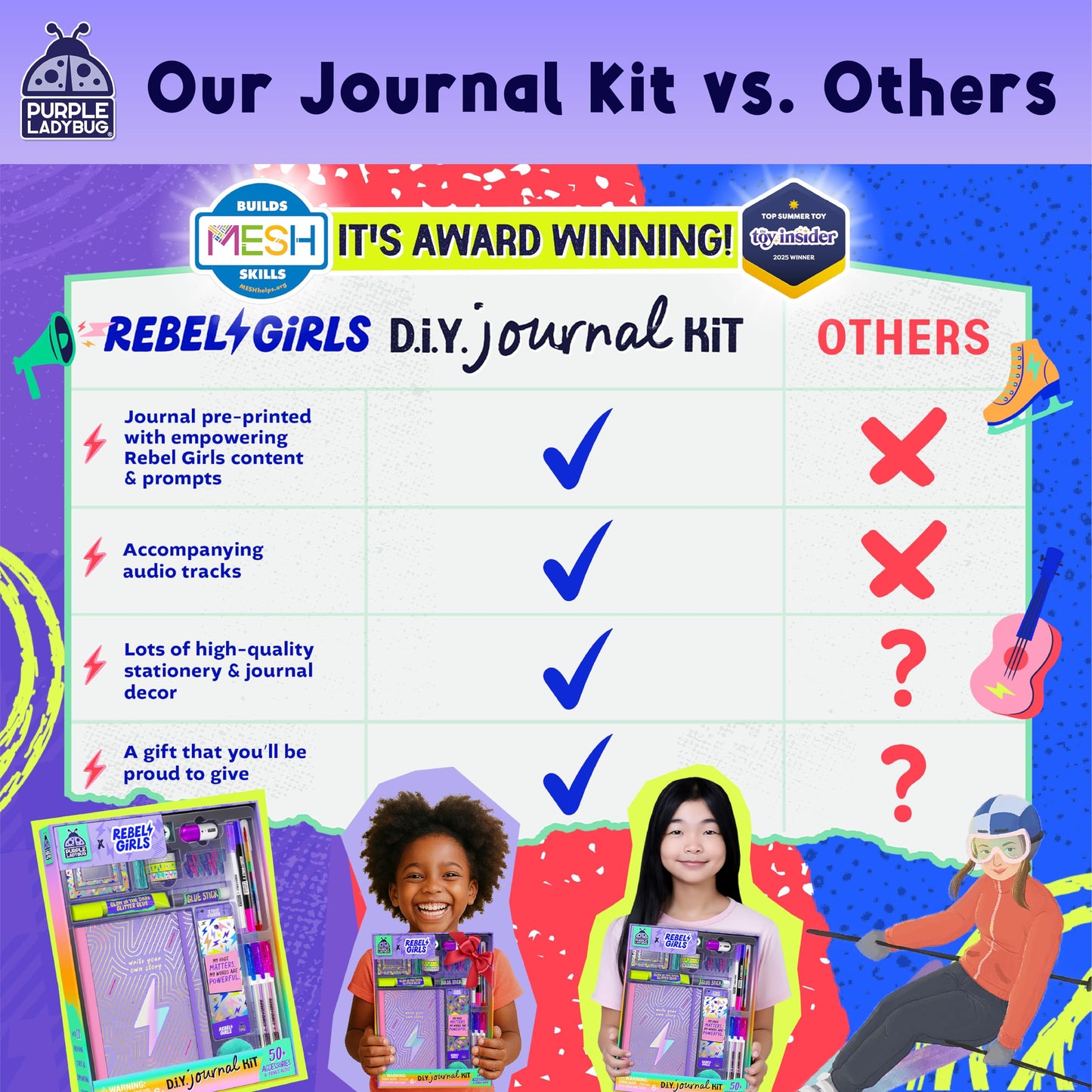 Purple Ladybug Rebel Girls DIY Journal Kit | Inspiring Journaling Gift for Tweens 8–12
