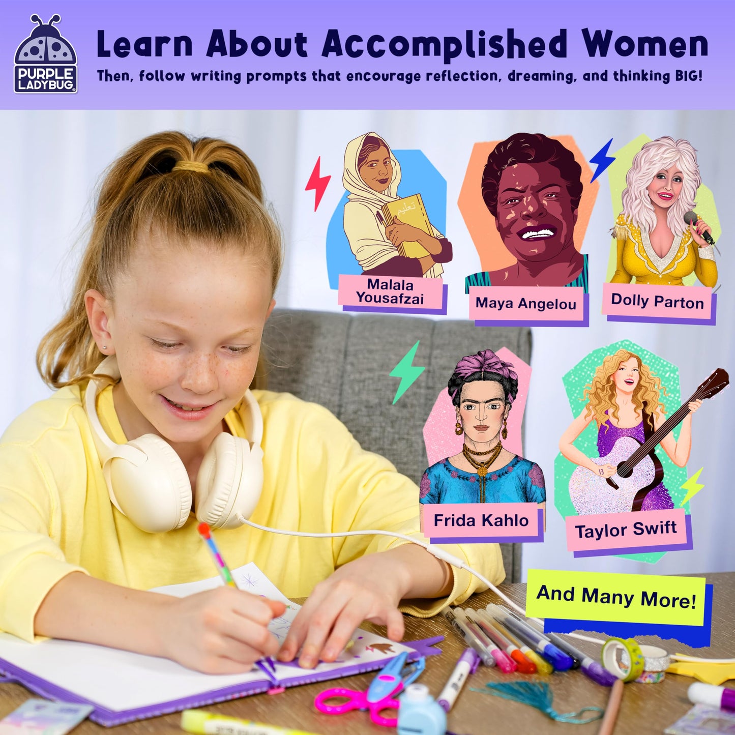 Purple Ladybug Rebel Girls DIY Journal Kit | Inspiring Journaling Gift for Tweens 8–12