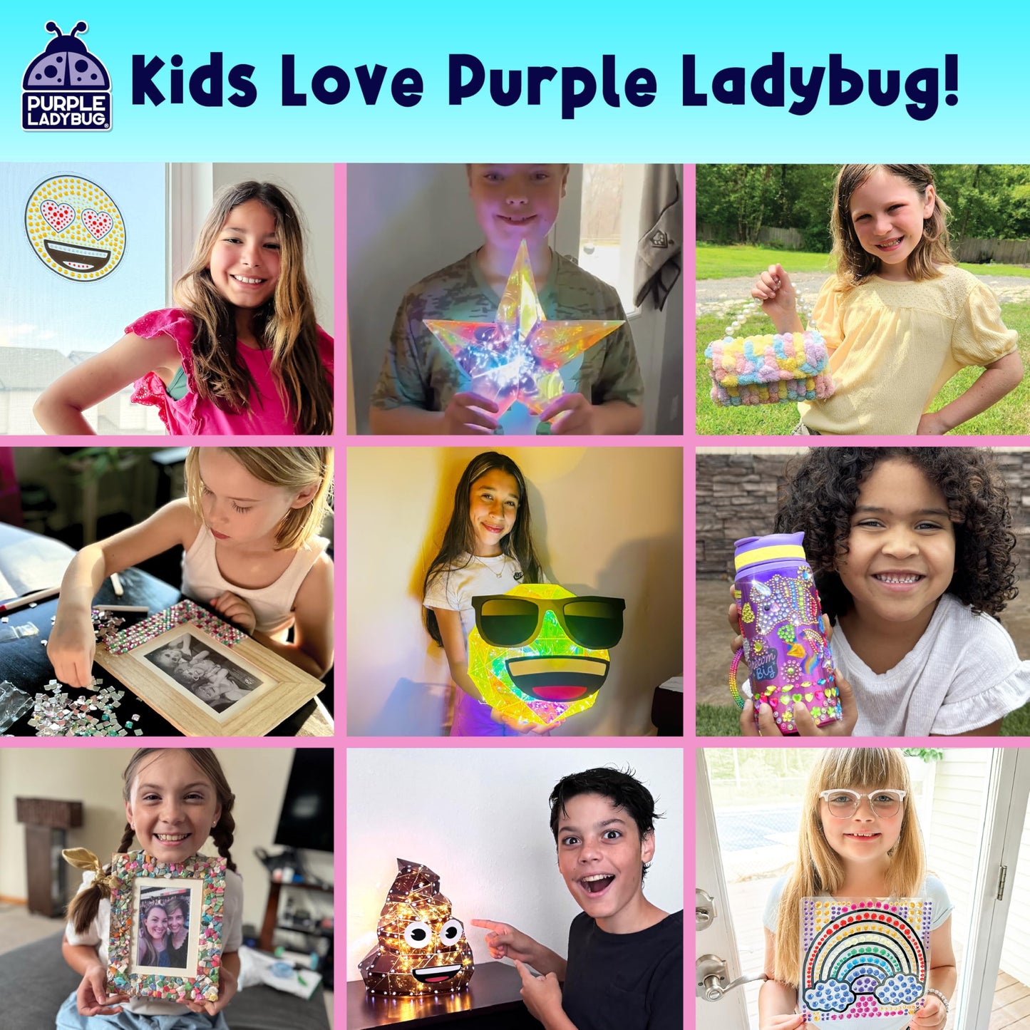 PURPLE LADYBUG Decorate Your Own Wooden Mirror & Brush Set – DIY Art Kit for Girls 4–12