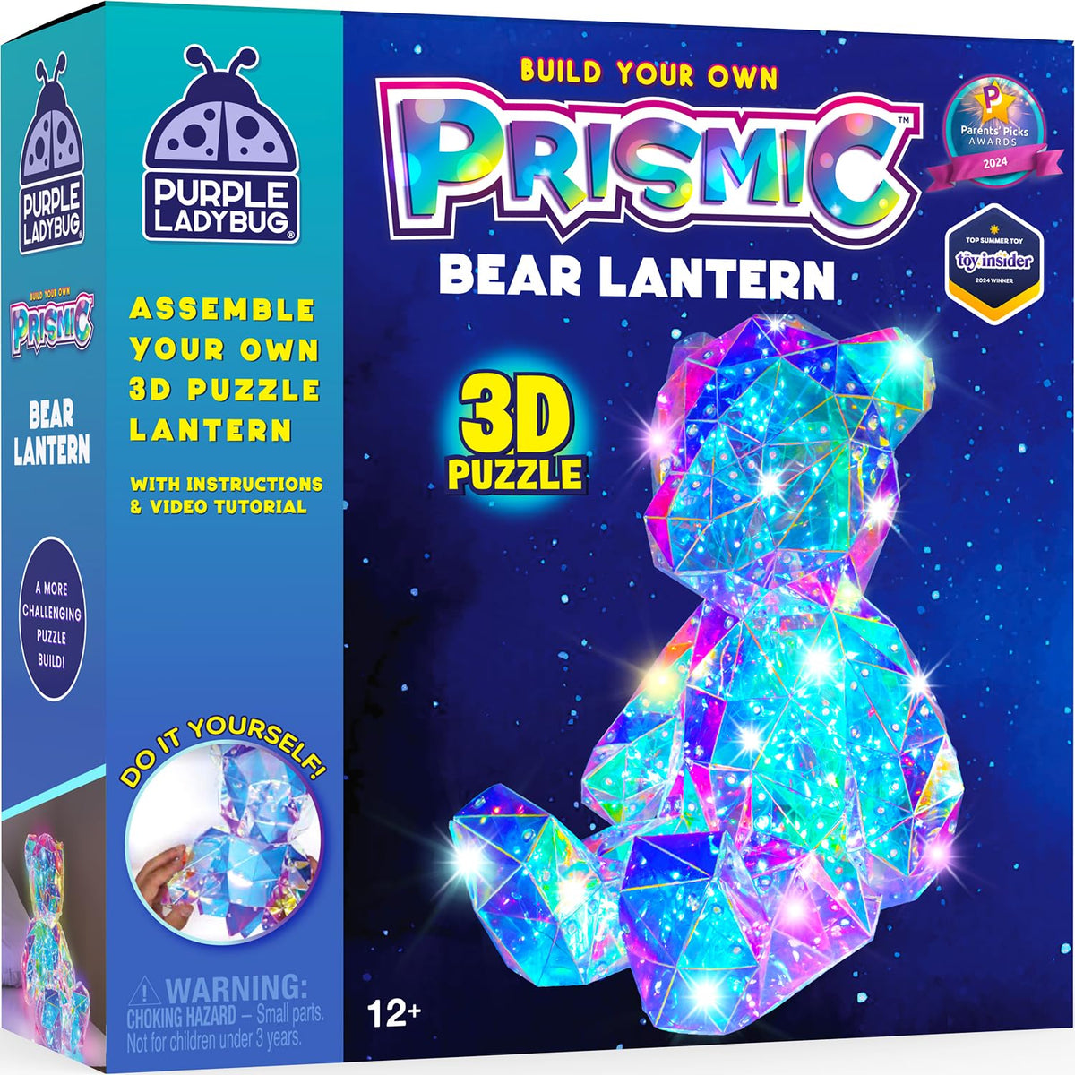 PURPLE LADYBUG Prismic 3D Bear Puzzle Nightlight – DIY LED Craft Kit for Kids & Teens