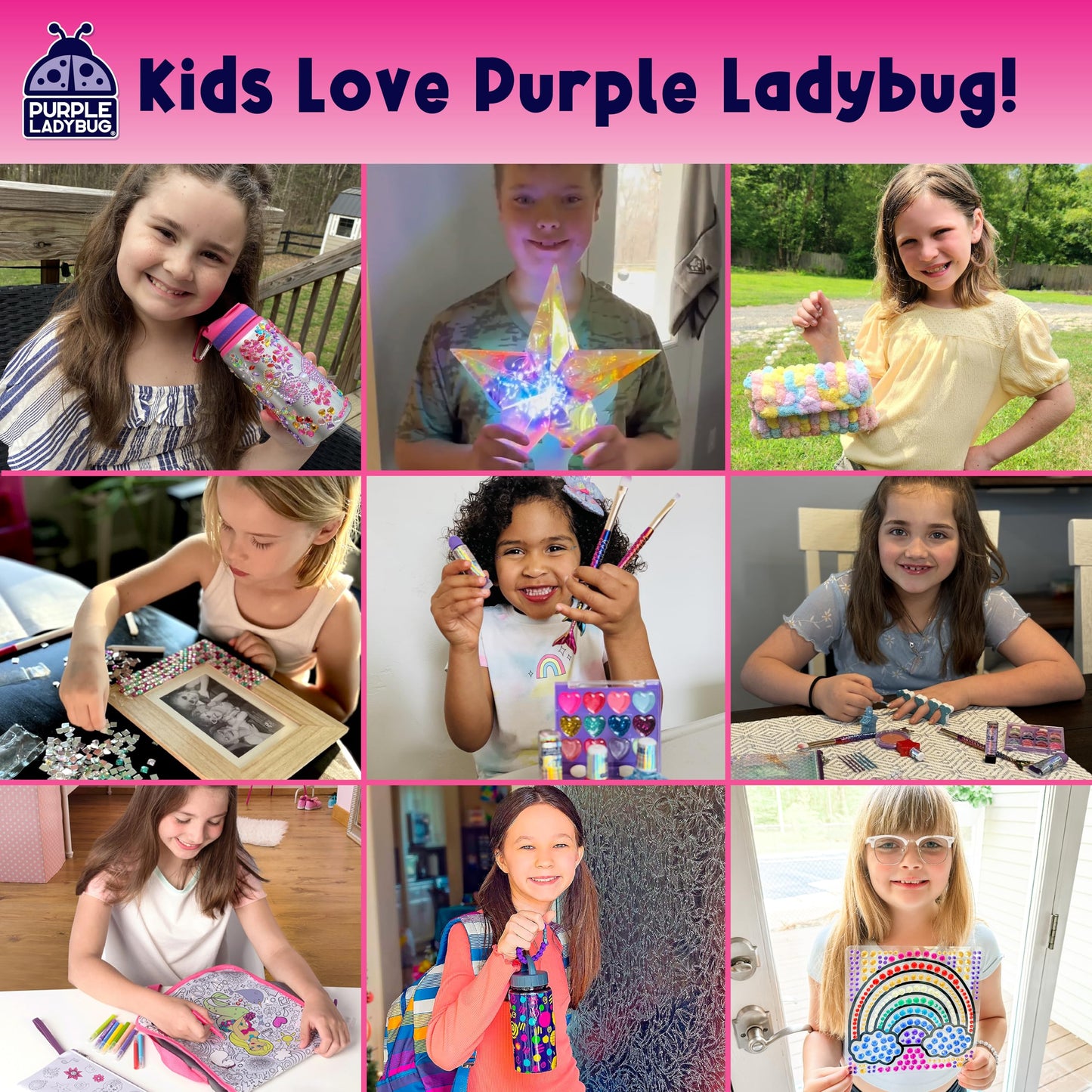 PURPLE LADYBUG Make Your Own Glitter Bracelet Kit – Mess-Free Craft for Girls Ages 6-8