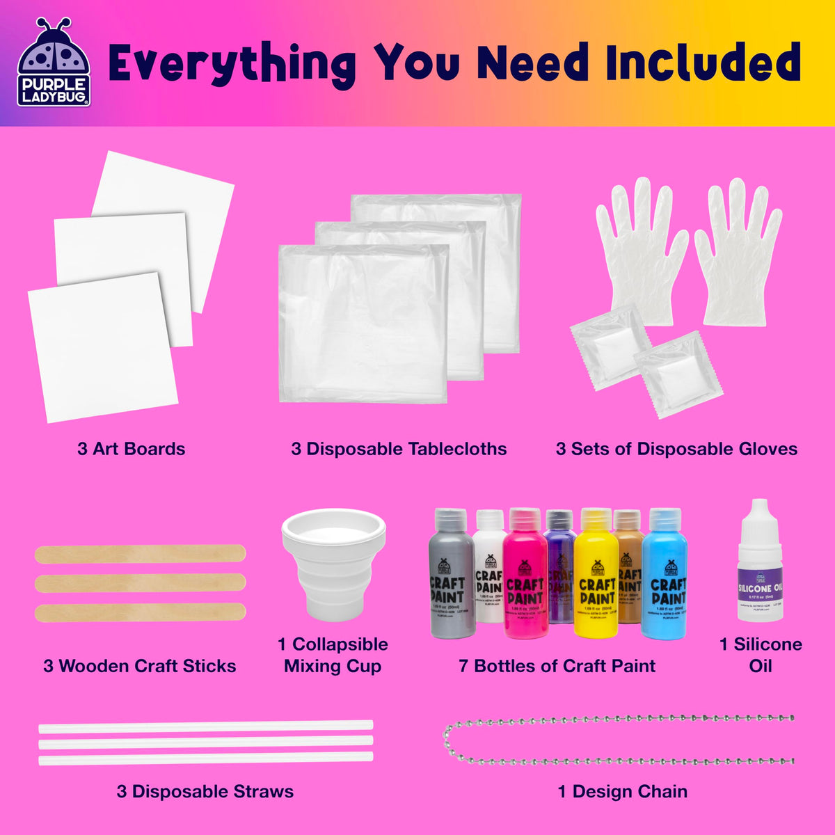 PURPLE LADYBUG Paint Pouring Art Kit for Kids 8-12 – Stellar Swizzle